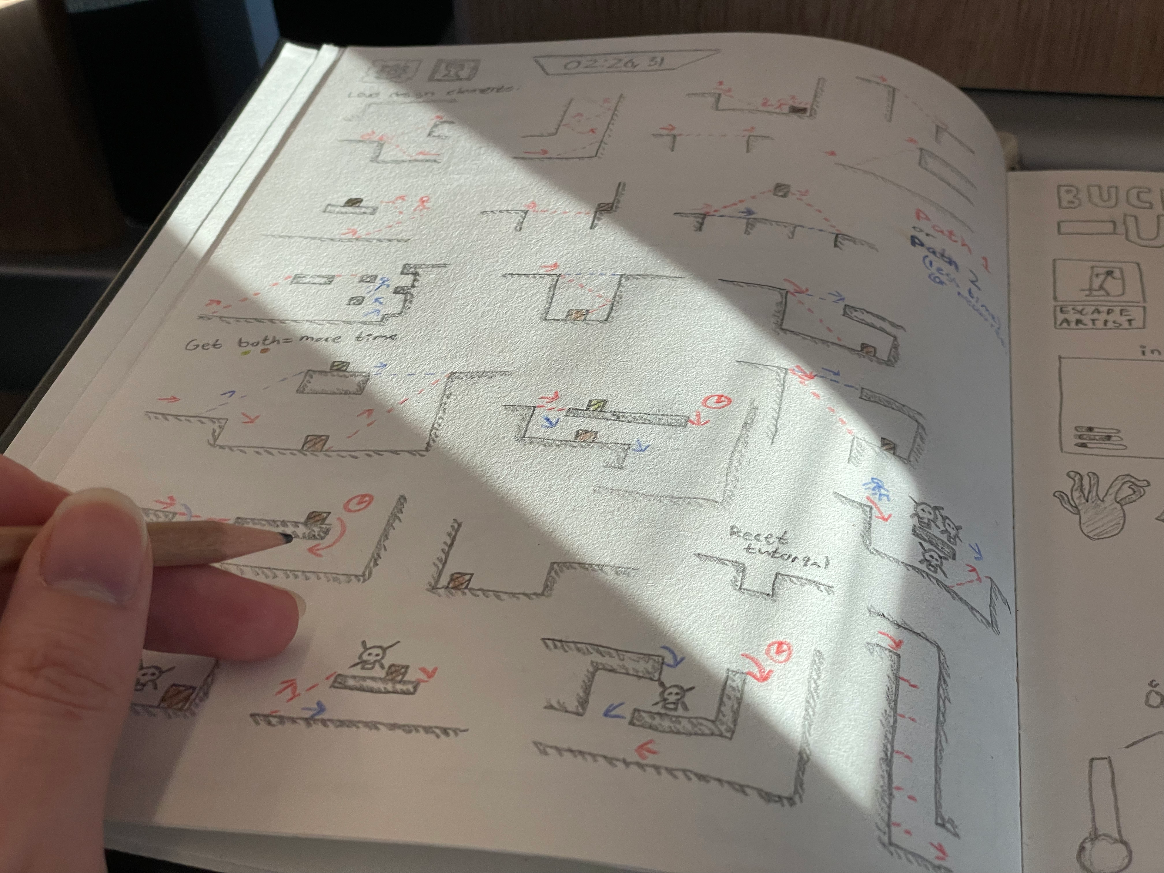 Sketches of level design elements