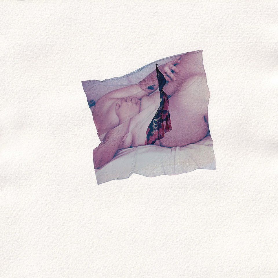 Nicole Driscoll "Folded Self," 2024. Polaroid emulsion lift on watercolor paper. 12 in × 12 in