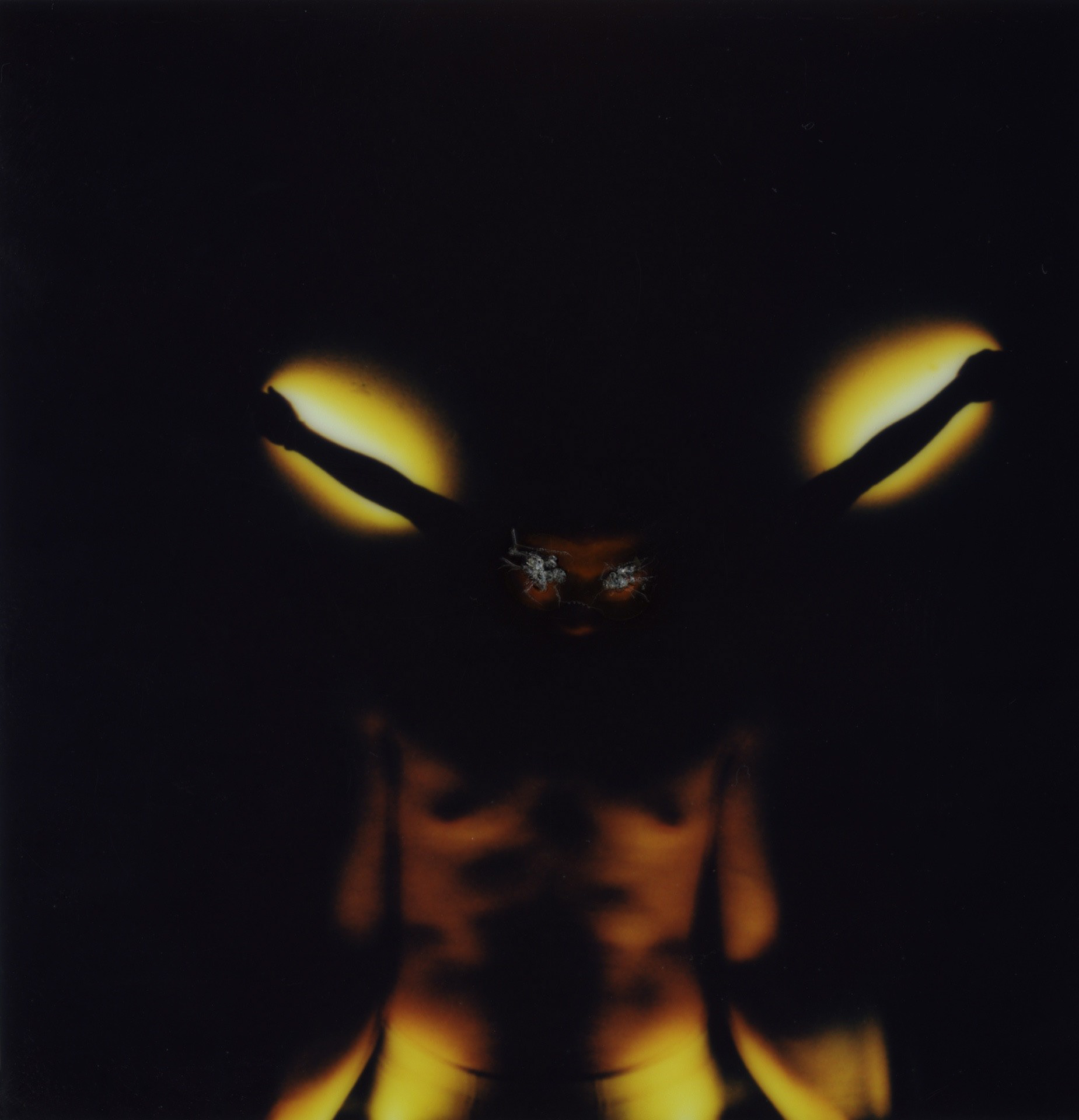 Juan Bosco Serna "Spirit Polaroid III," 2025. Altered Polaroid. 12 in × 12 in