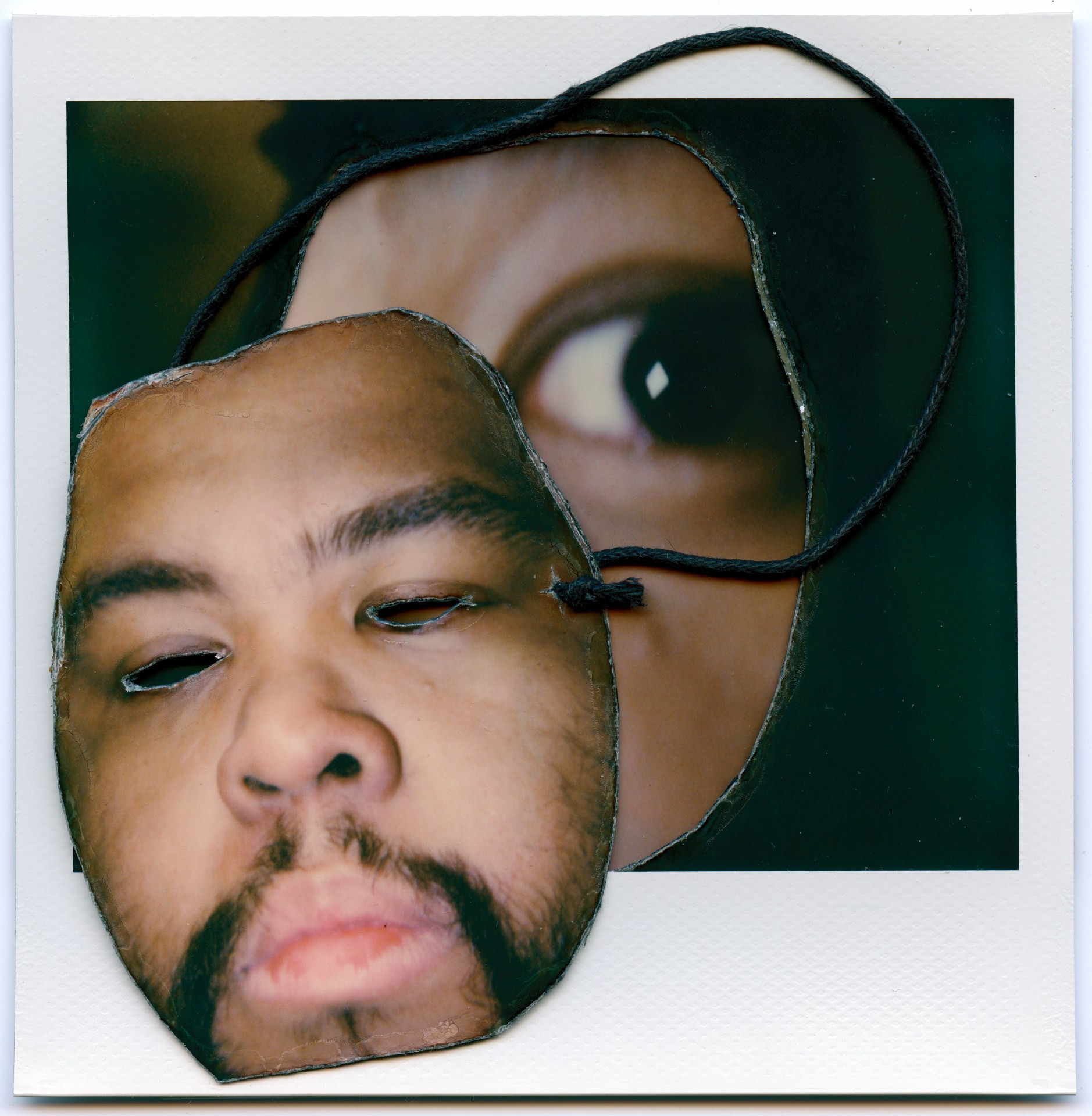 Christopher Vaughn "i see you too.," 2020. Polaroid 600 Color Instant Film, tape, twine. 4 in × 4 in