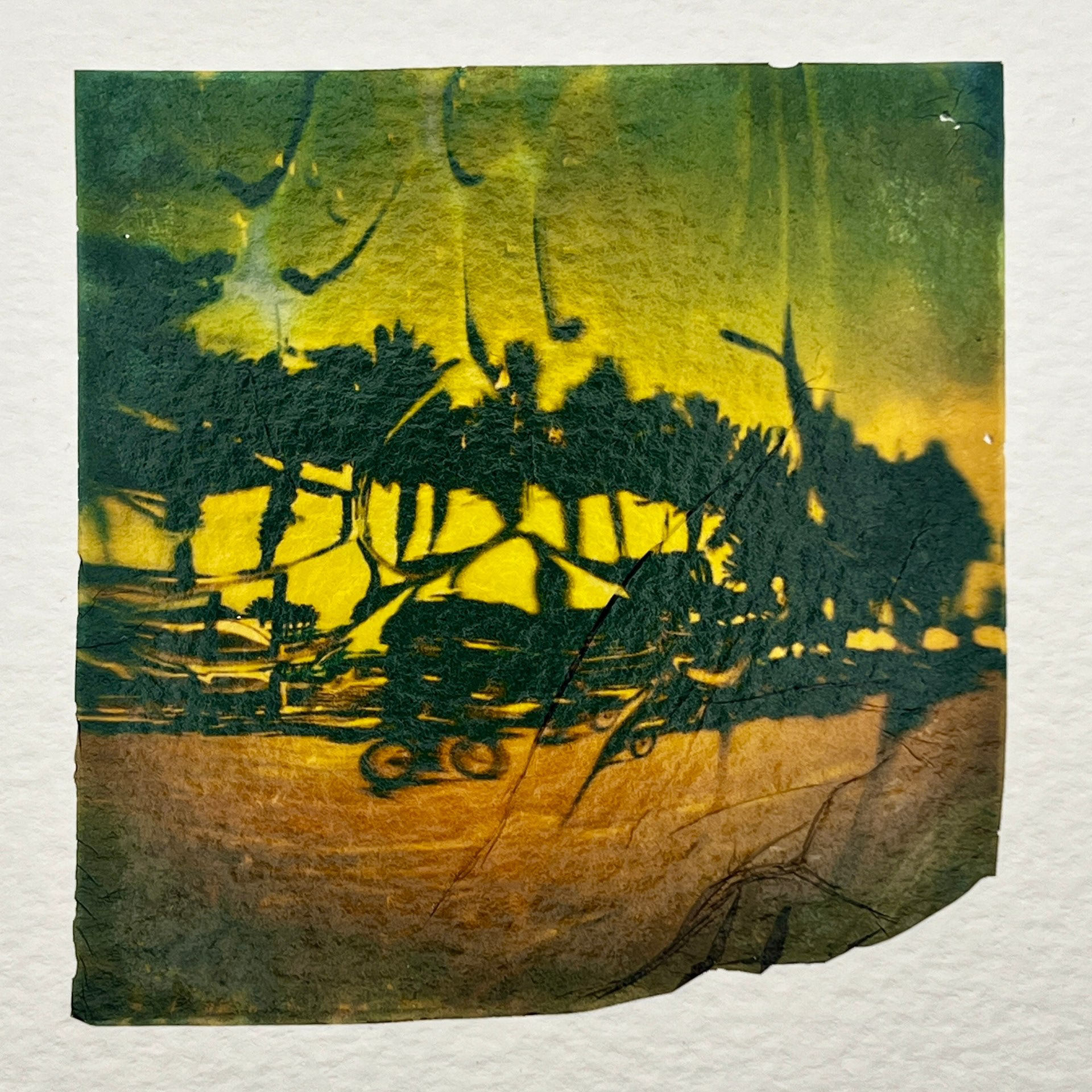 MJ Chuney "Summers Past," 2024. Color Polaroid emulsion lift, on cotton rag paper. 8 in × 8 in