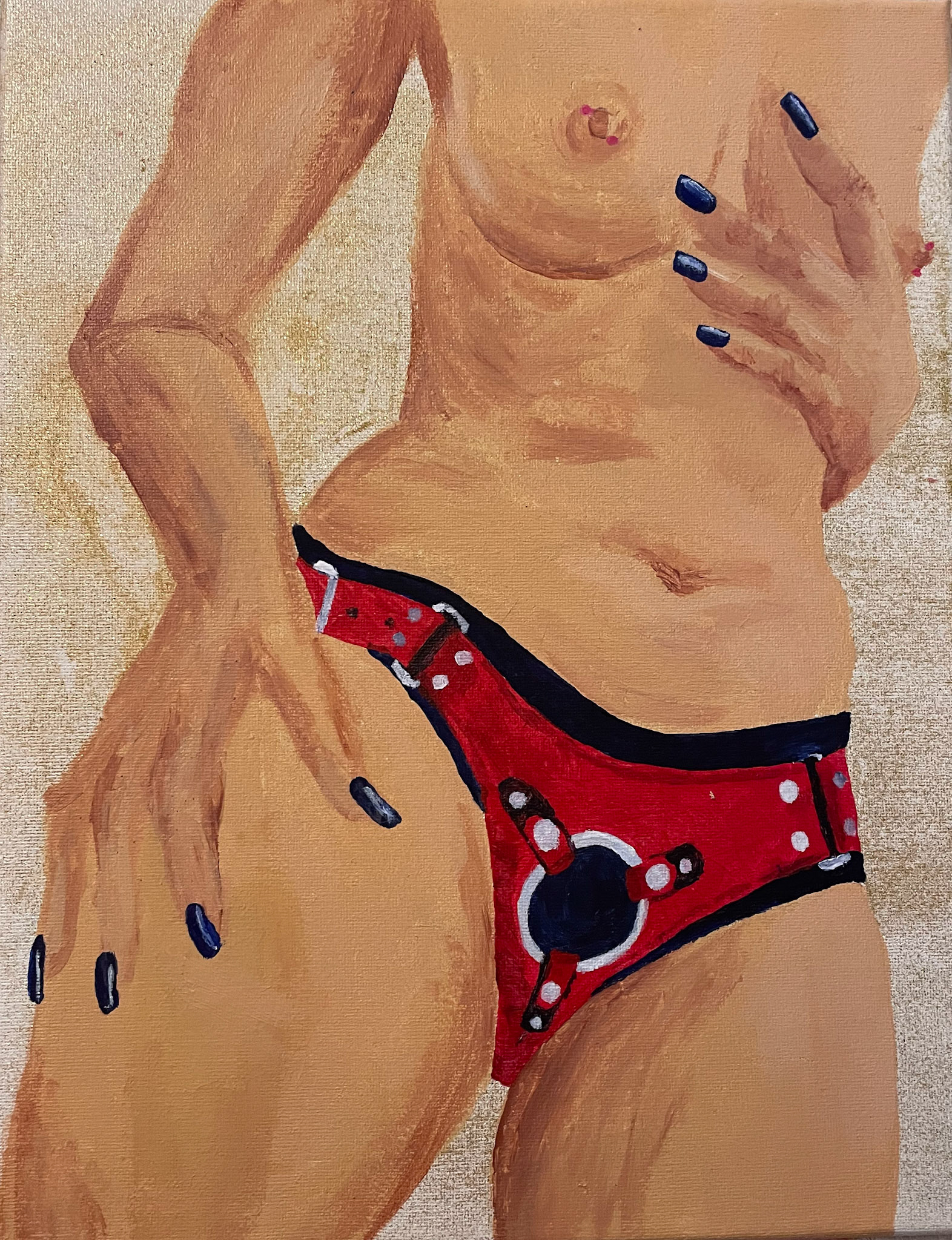 strapped on, acrylic on canvas