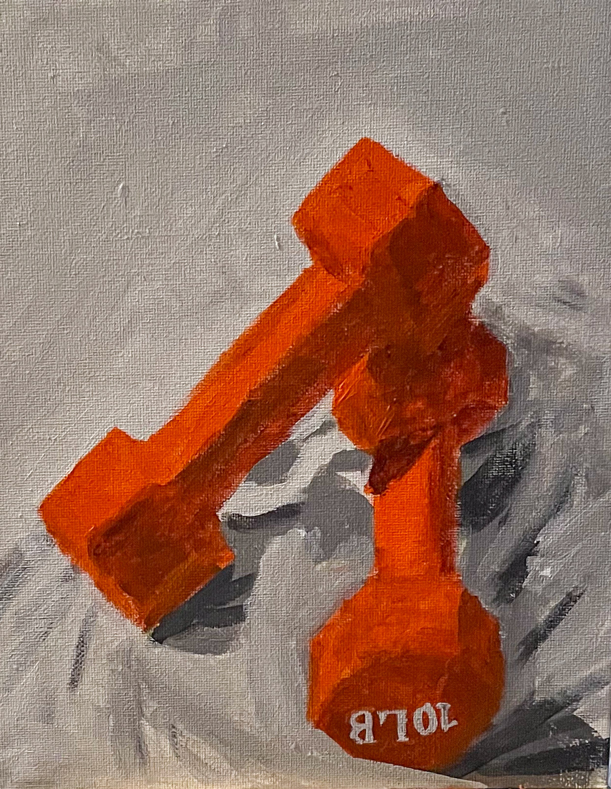 weights, acrylic on canvas