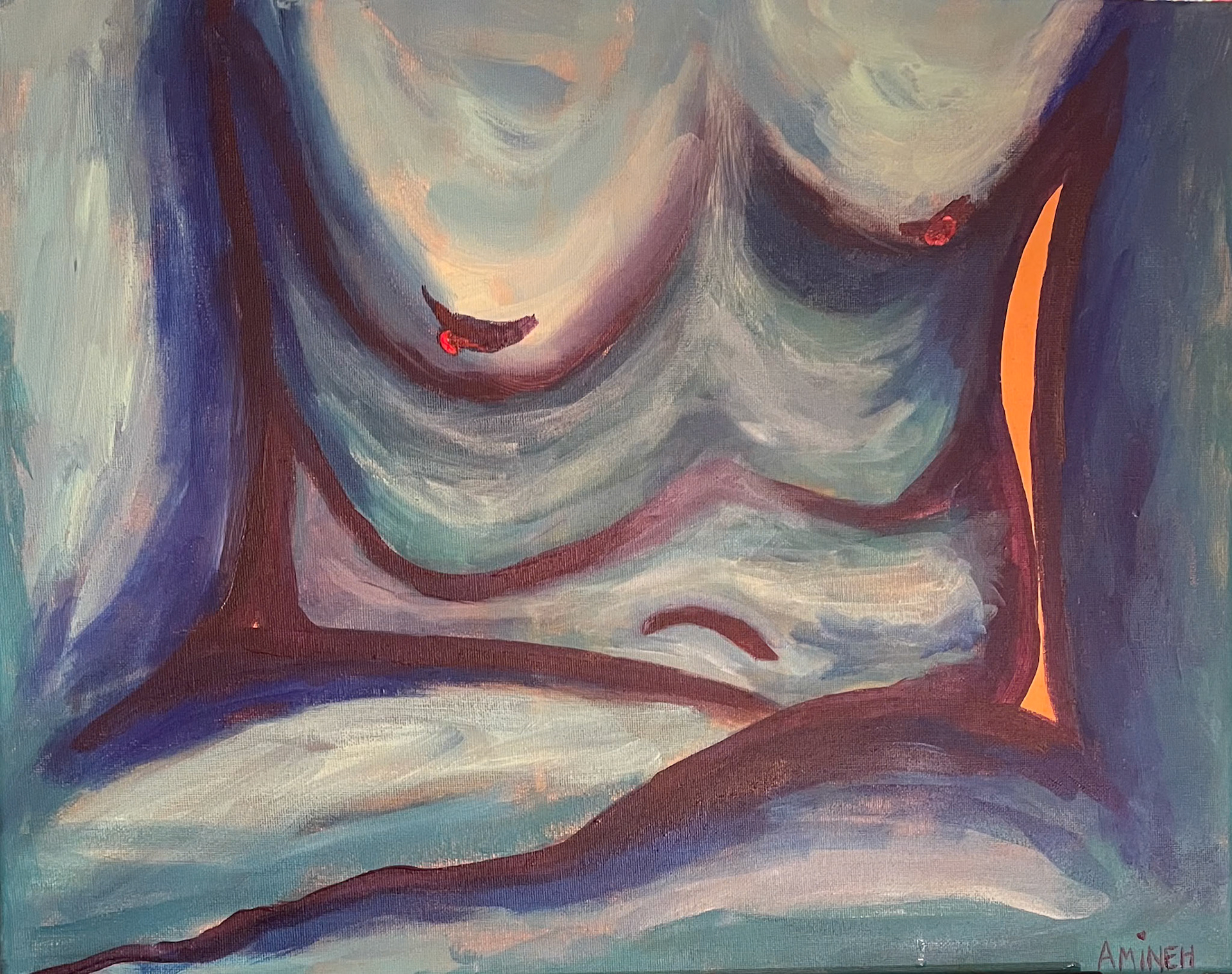 Feeling fat and blue, acrylic on canvas