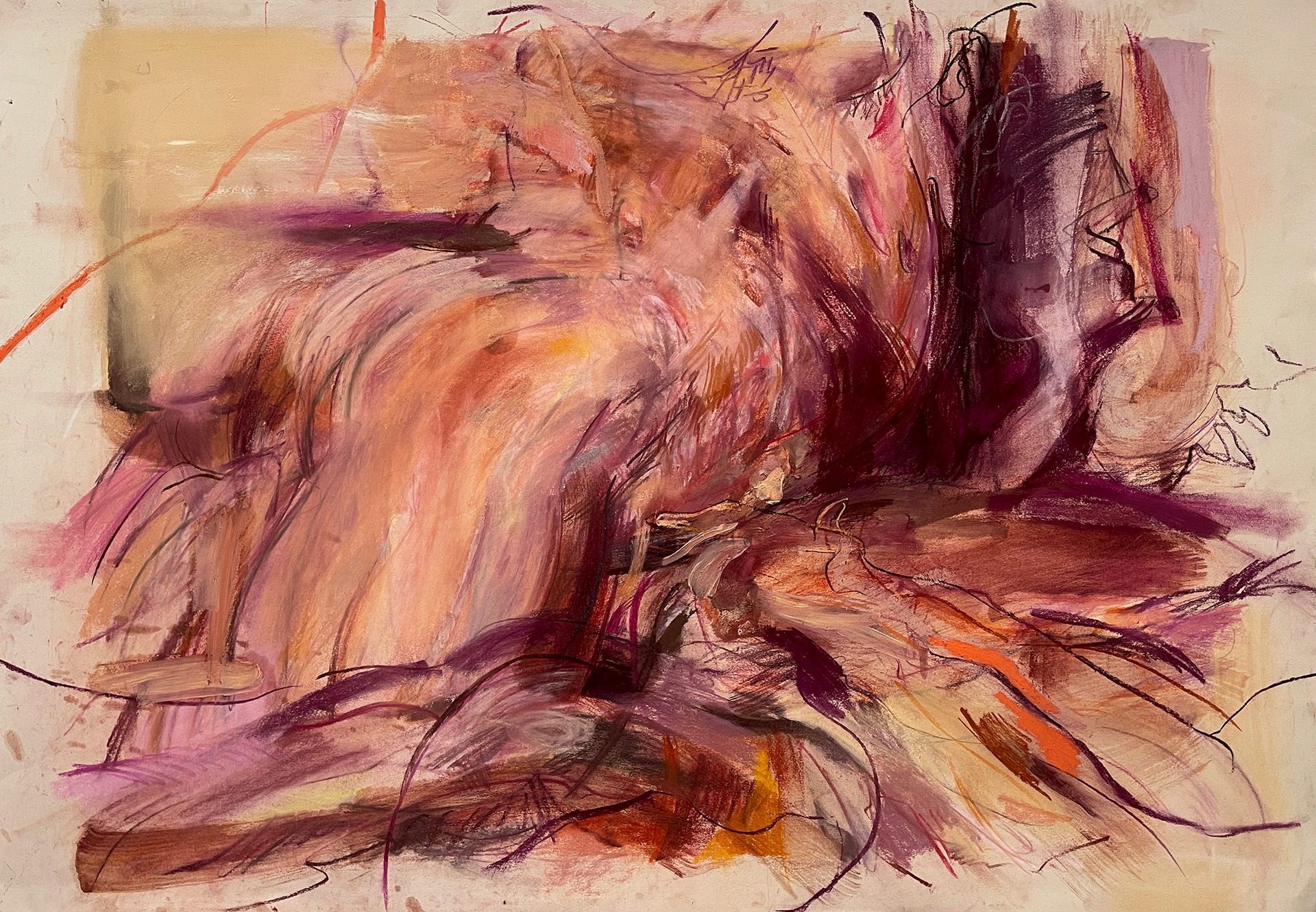 Pastel, oil on paper 100×70cm Echoes(GuriGuri) 2025