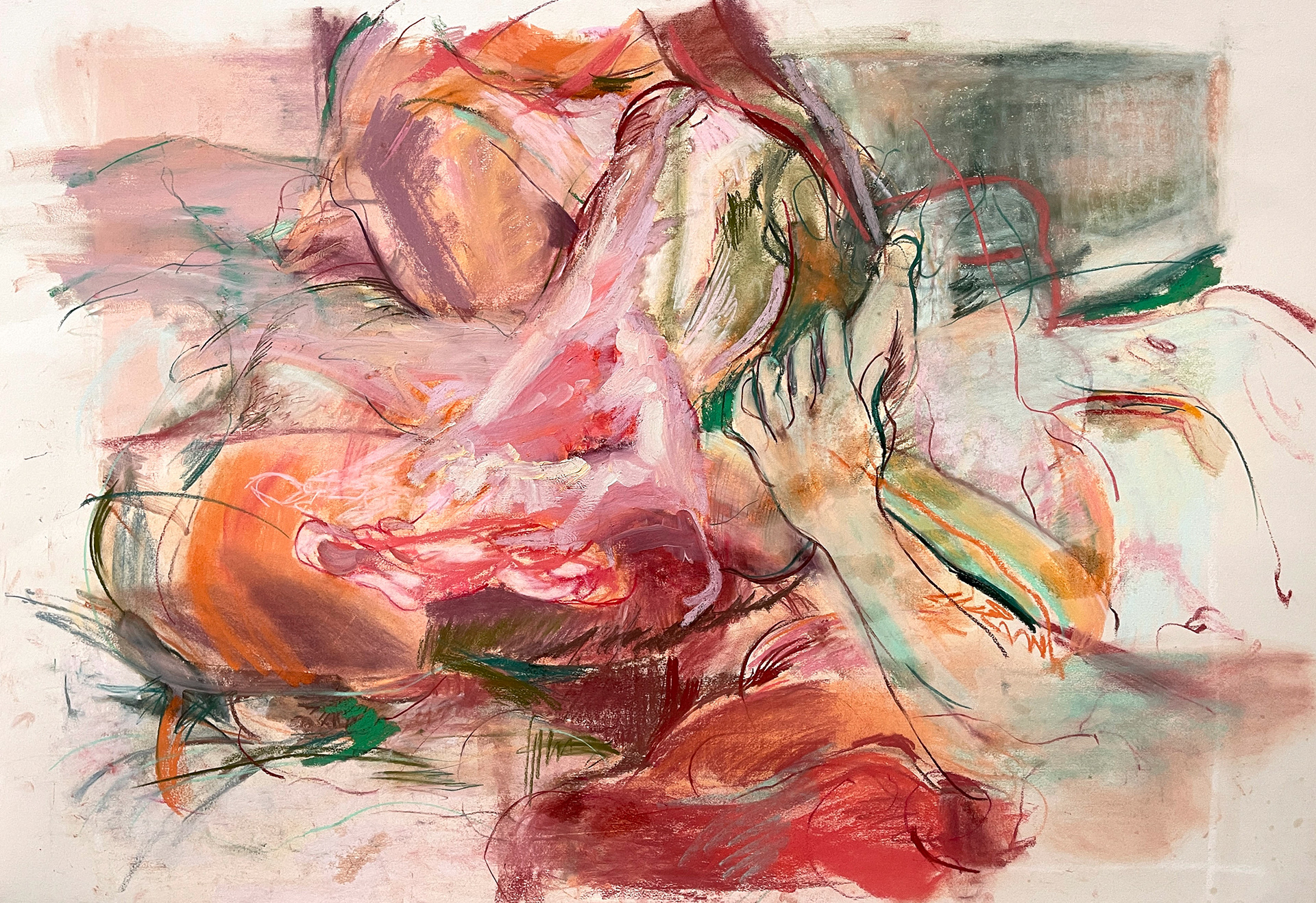 astel, oil on paper 100×70cm Echoes(Utouto) 2025