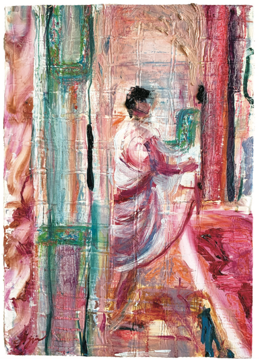 "Bathrobe" 297×420mm oil on panel 2020