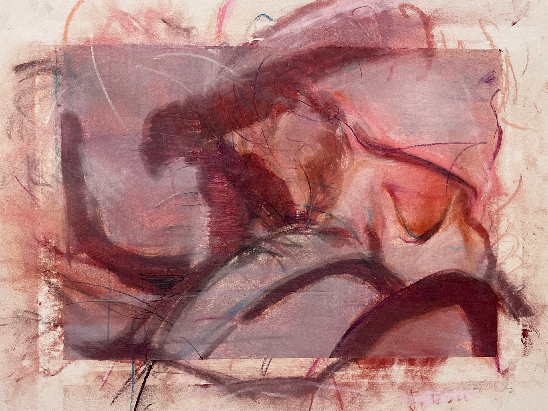 Pastel, oil on paper, Touch Touch Touch, 2025