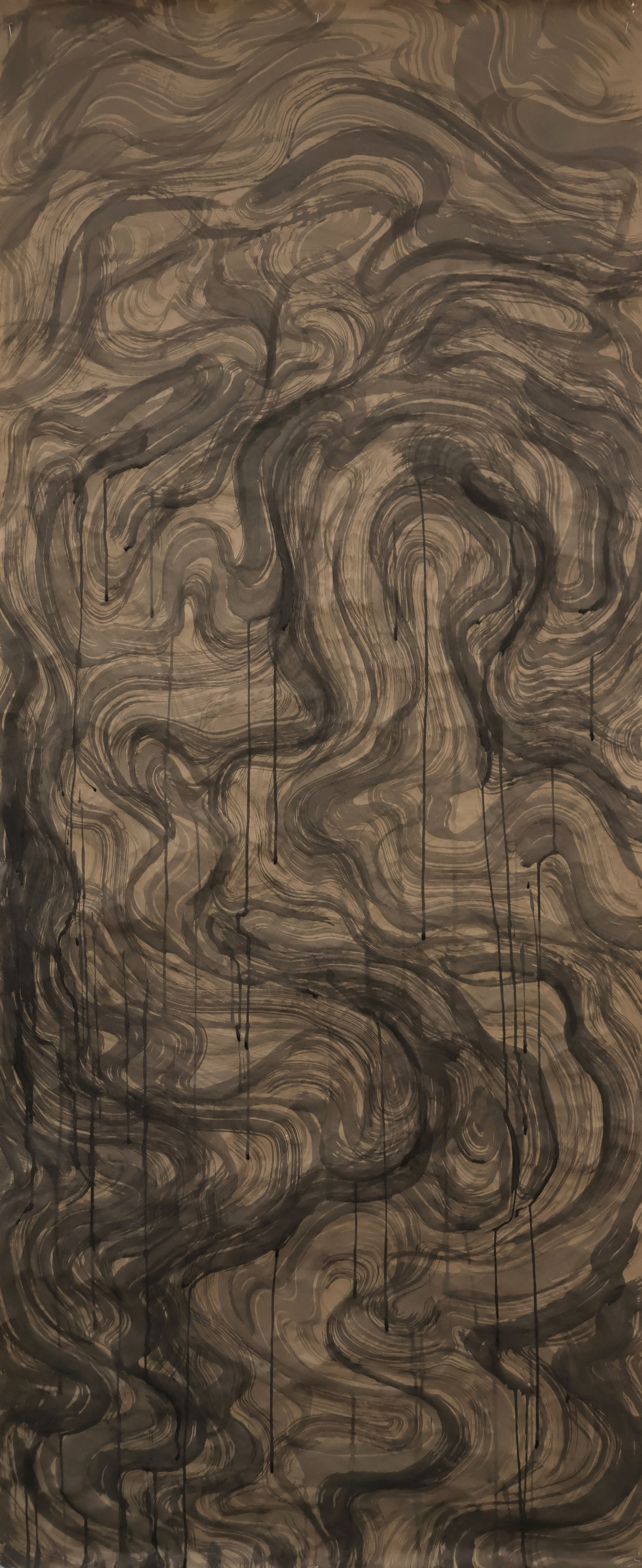 "Violoncello's Lament" by Akira Senju, Ink on Paper, 35" x 72", 2025