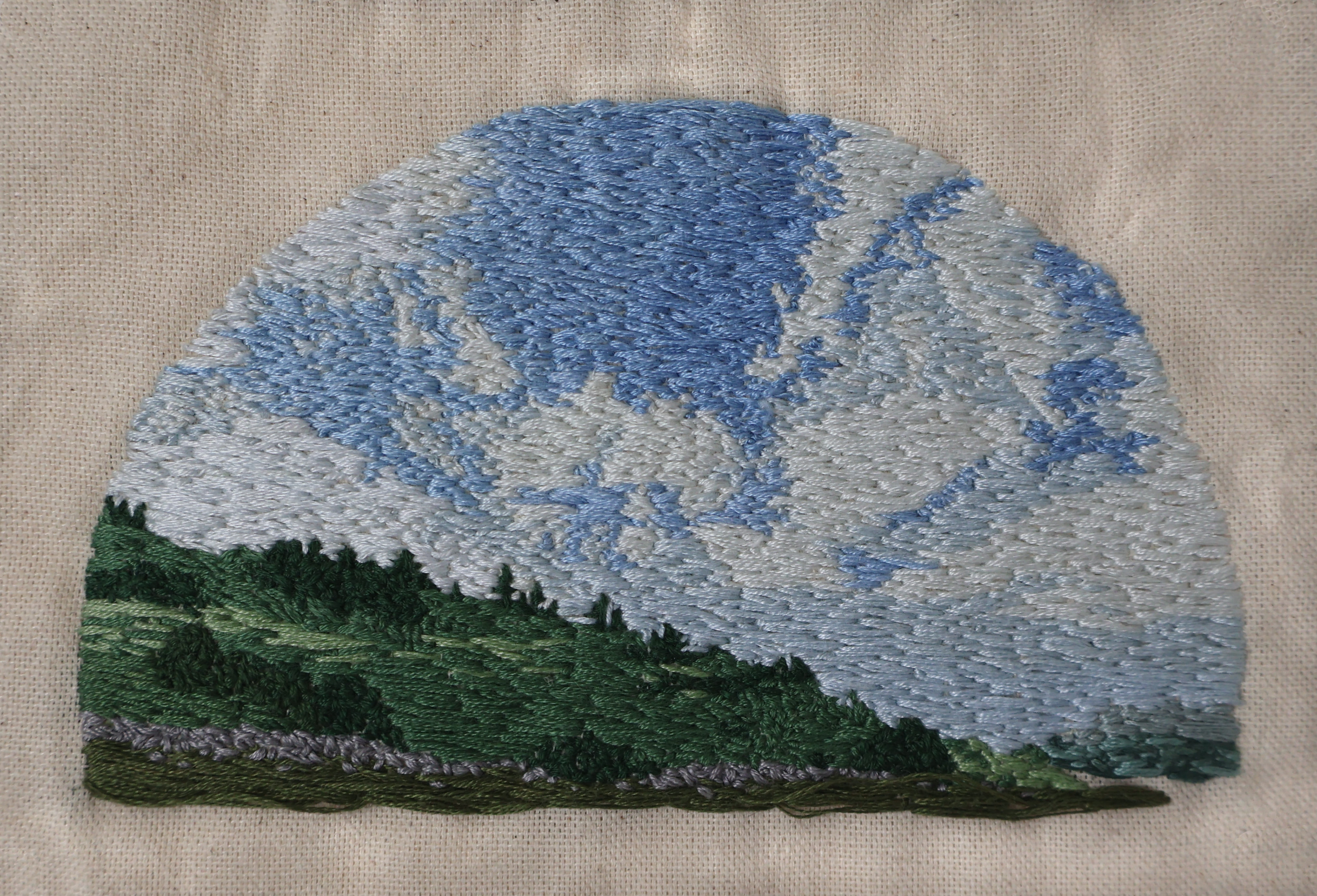 "Irish Countryside" - Hand-Embroidered Study