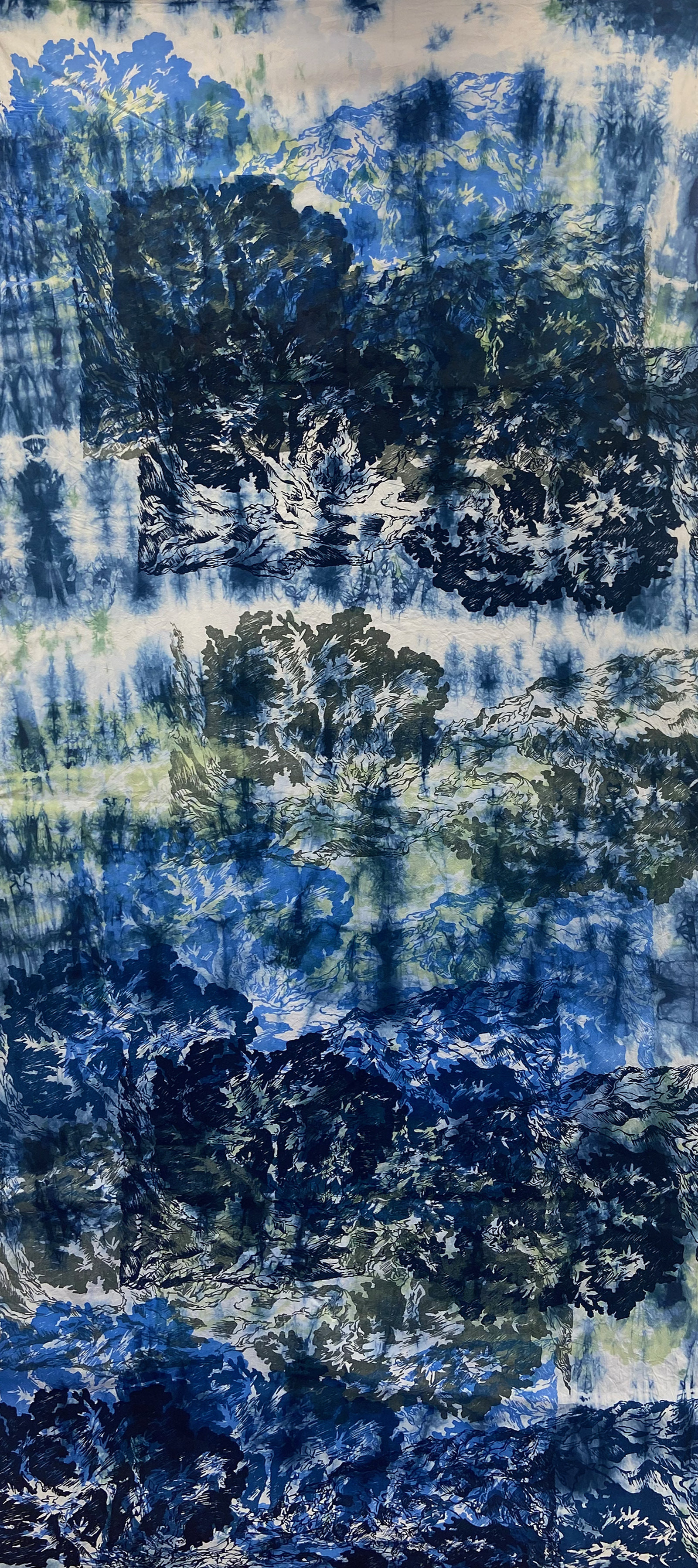 Scattered Print on Low-Immersion Dyed Fabric, 48" x 3 yds, 2023