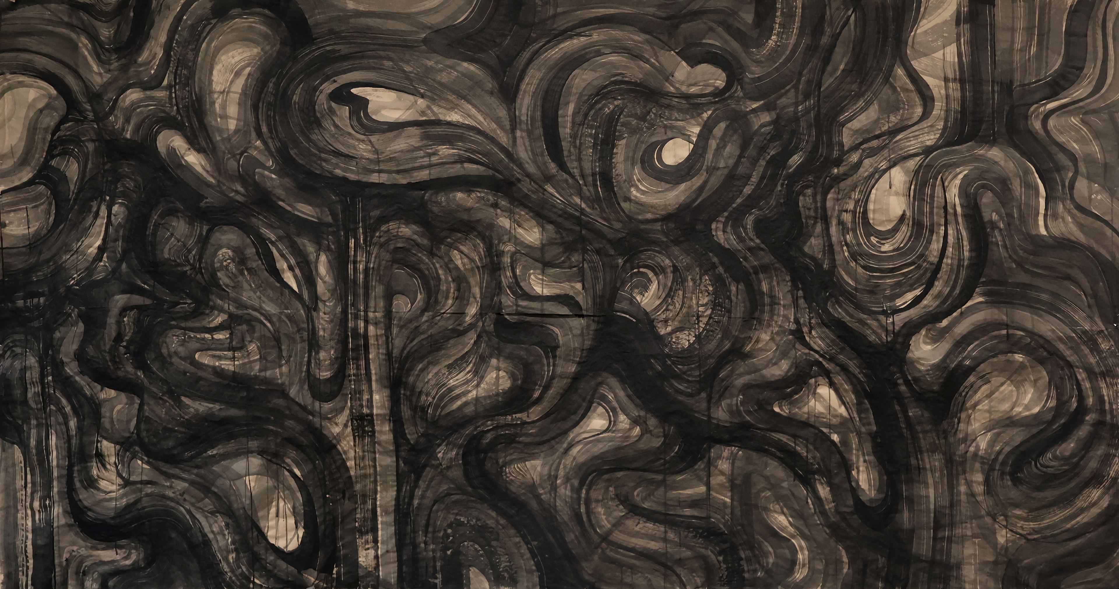 "Jaws" by Sleep Token, Ink on Paper, 115" x 65", 2025