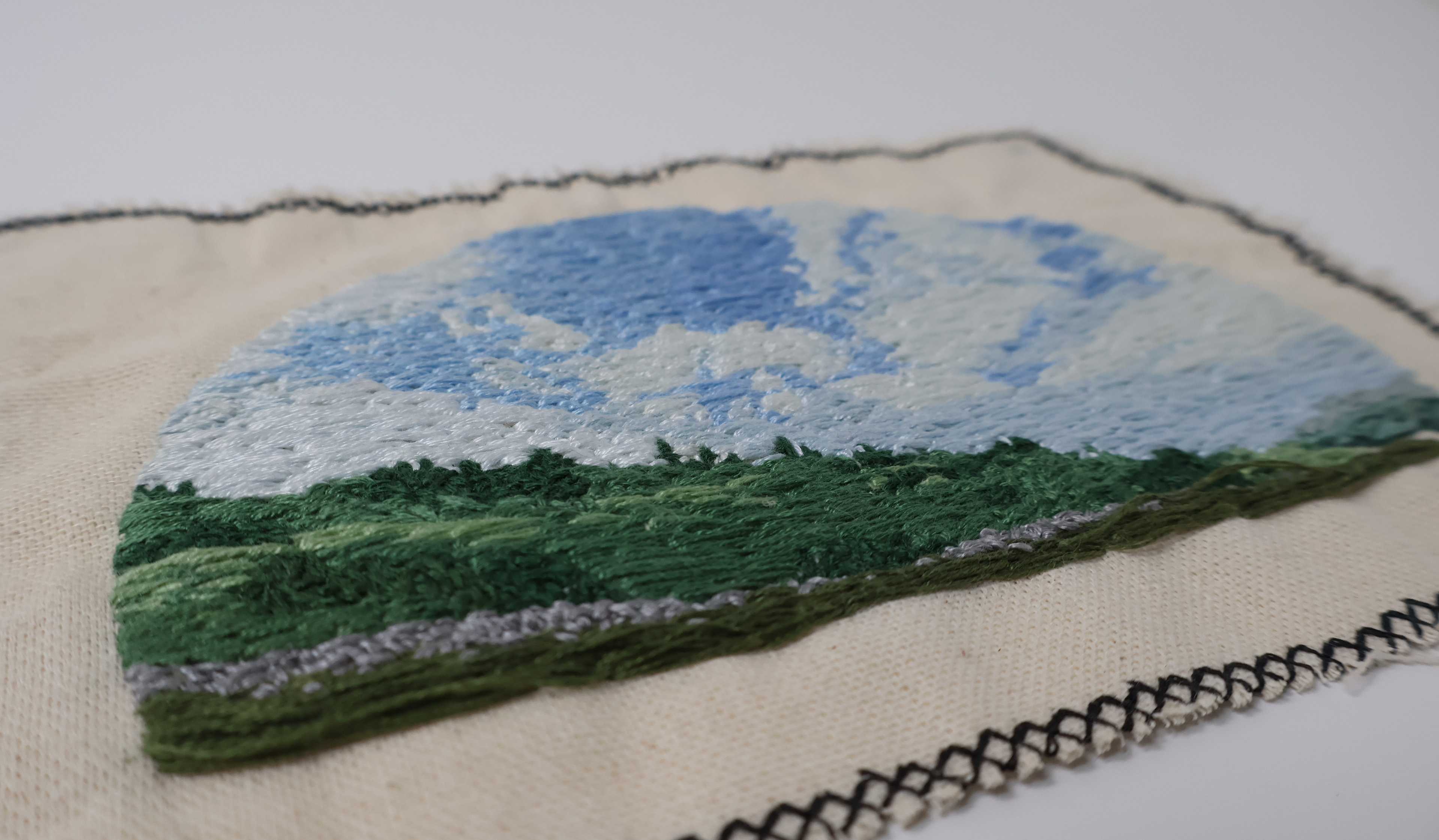 "Irish Countryside" - Hand-Embroidered Study