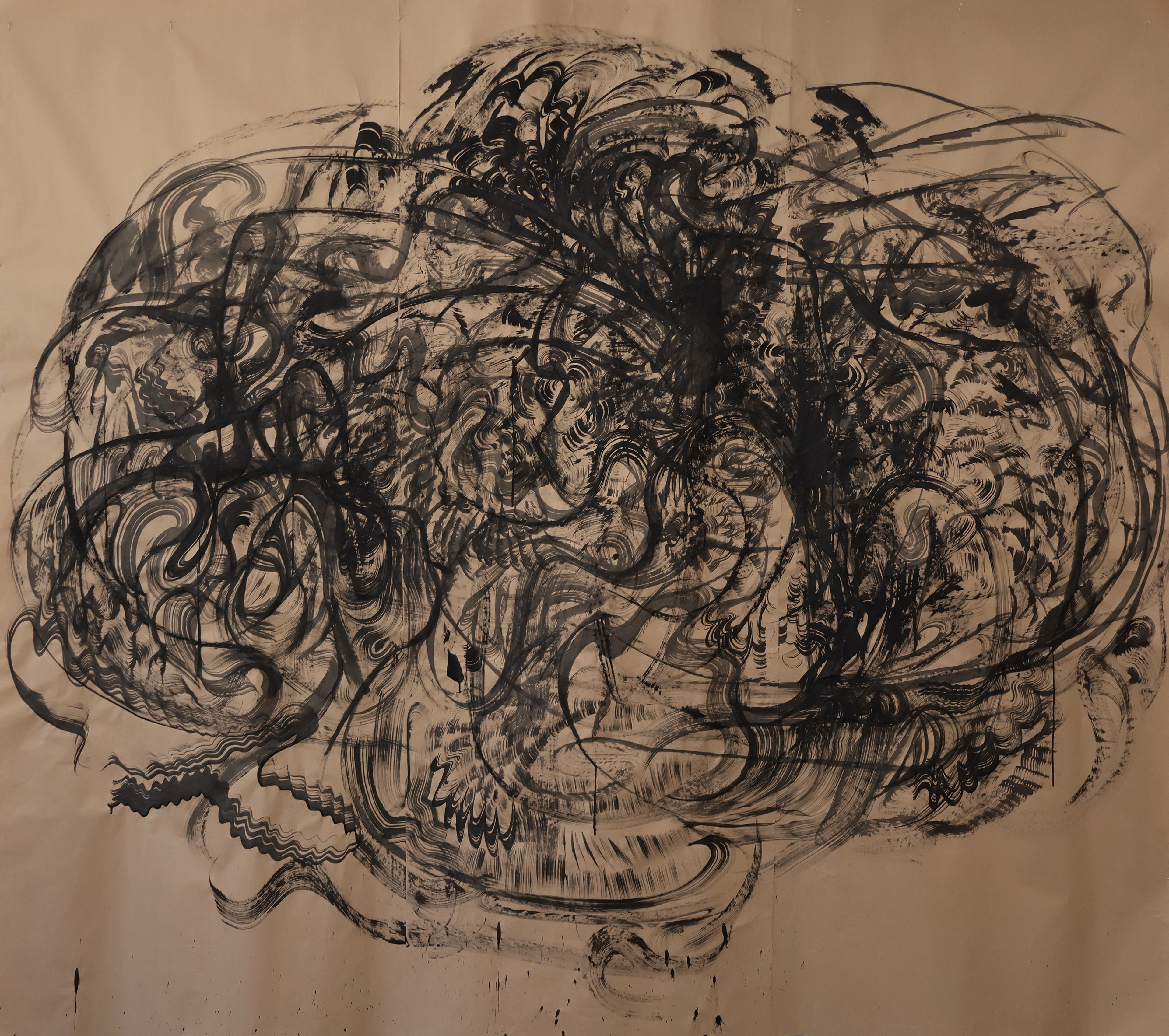 Various Songs, Ink on Paper, 104" x 90", 2025