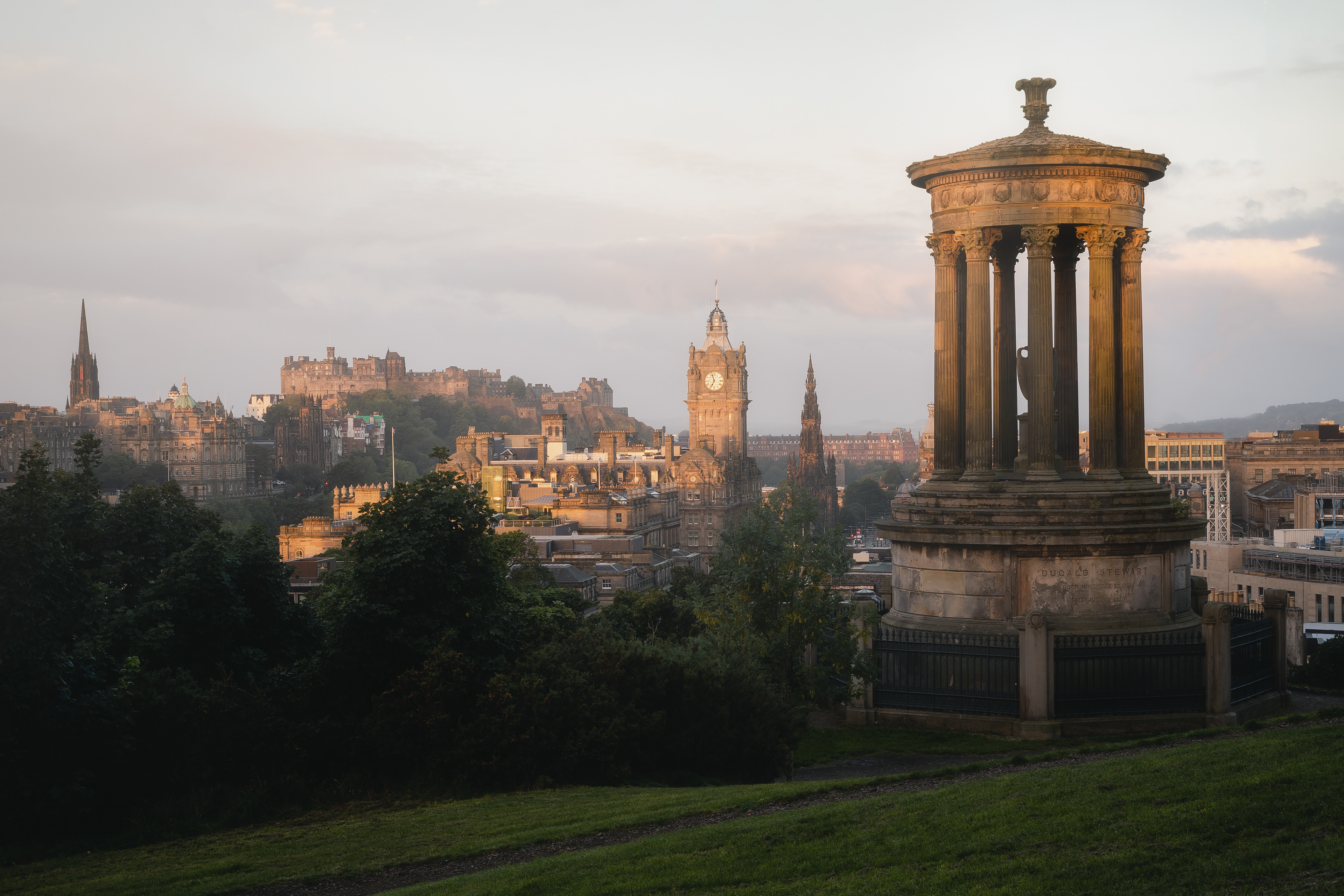 The Balmoral, Scott monument and castle from Calton Hill