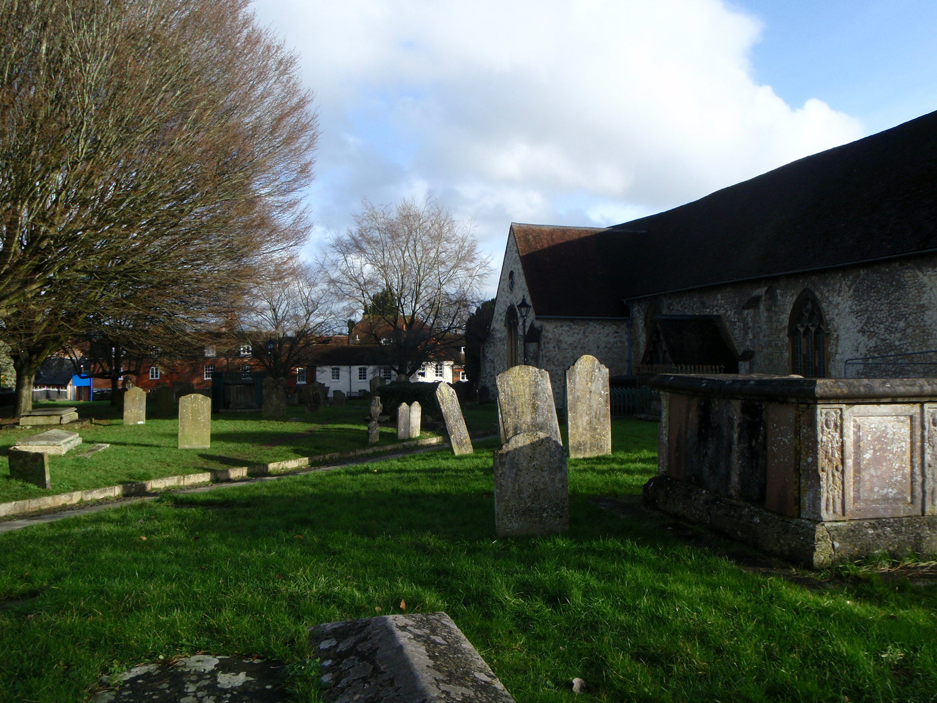 Community gravesites outside the Farnham church