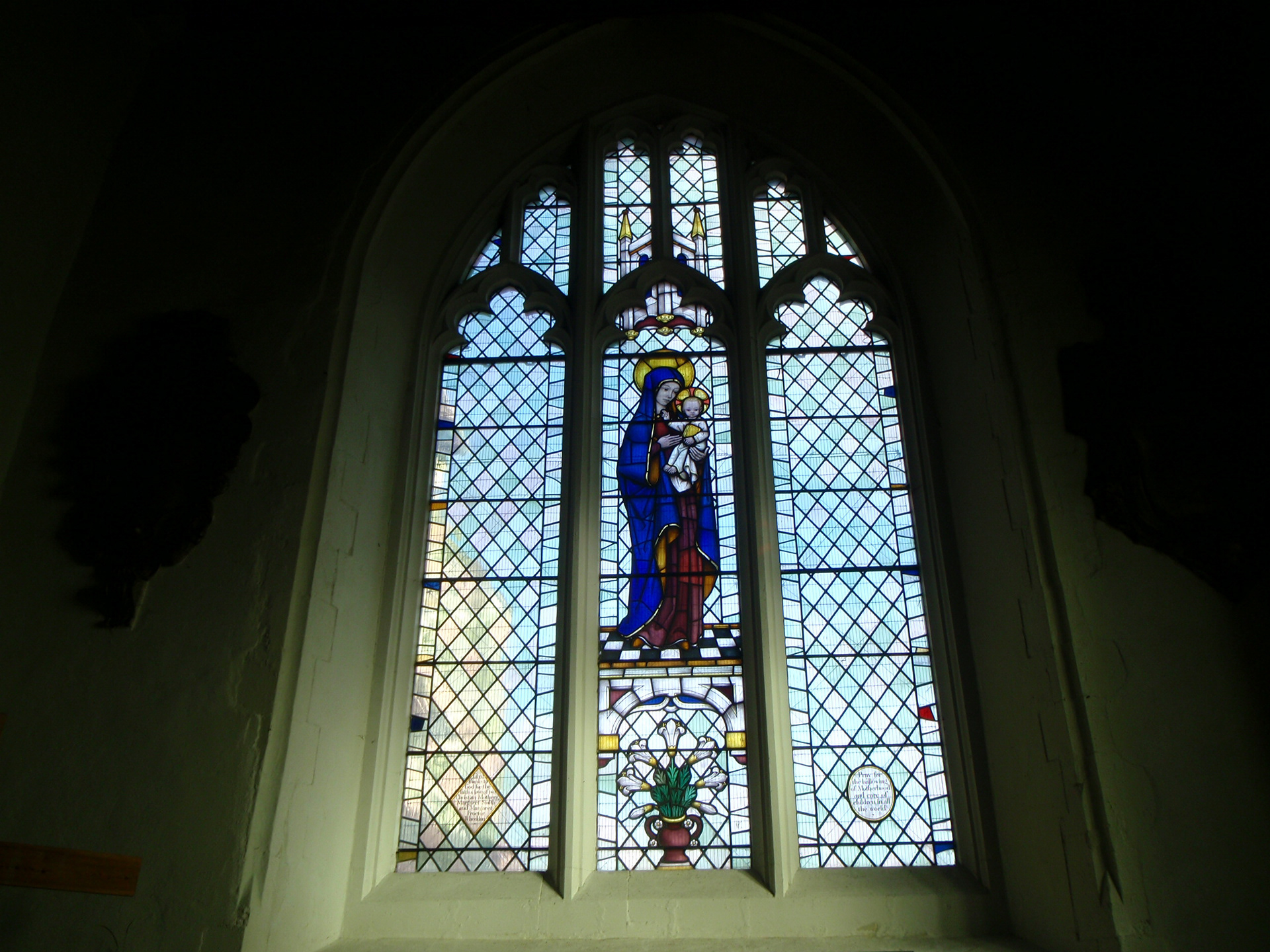 Stained glass window in the Farnham church