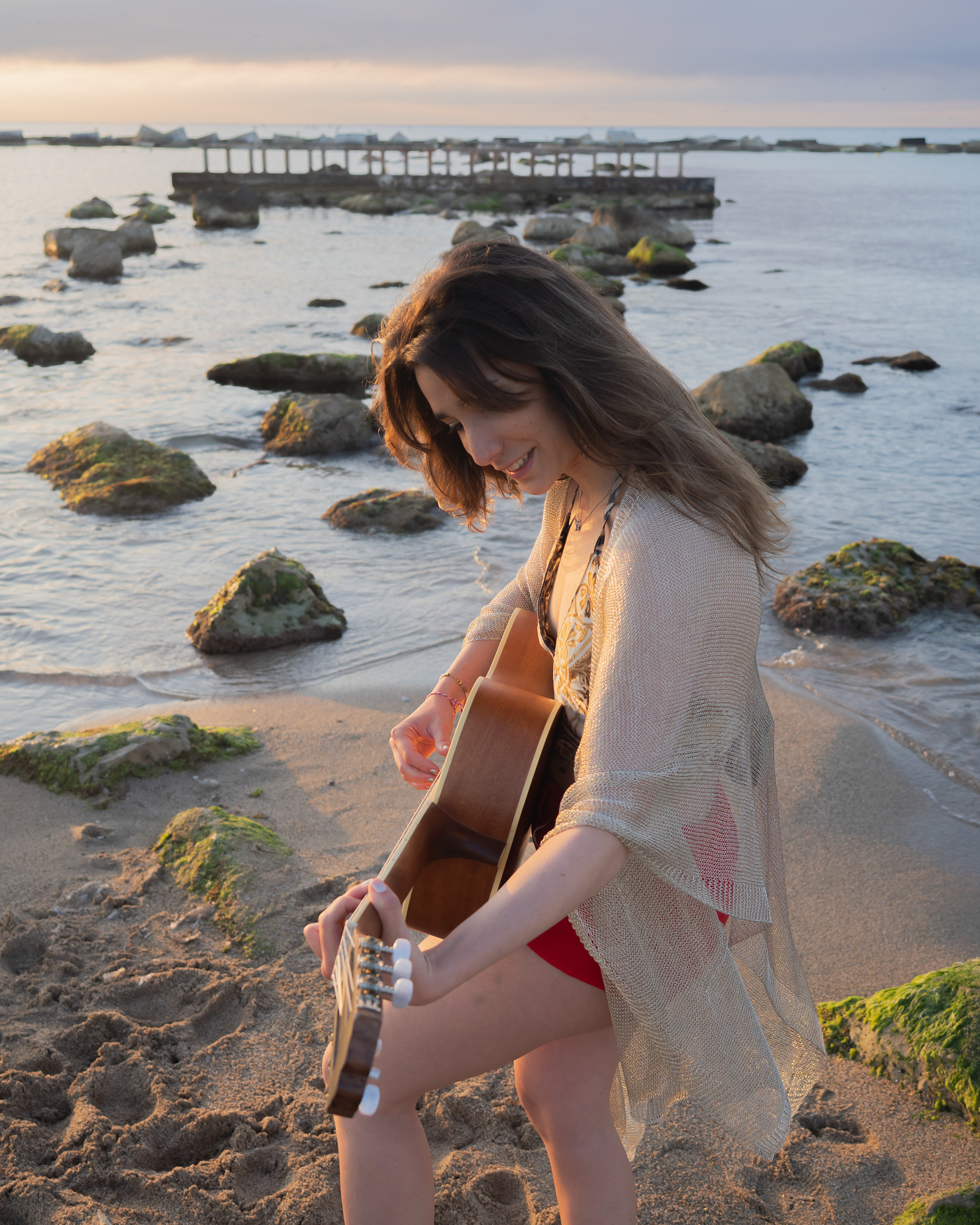 Spanish Singer-songwriter ARUAL in Barcelona Beach
