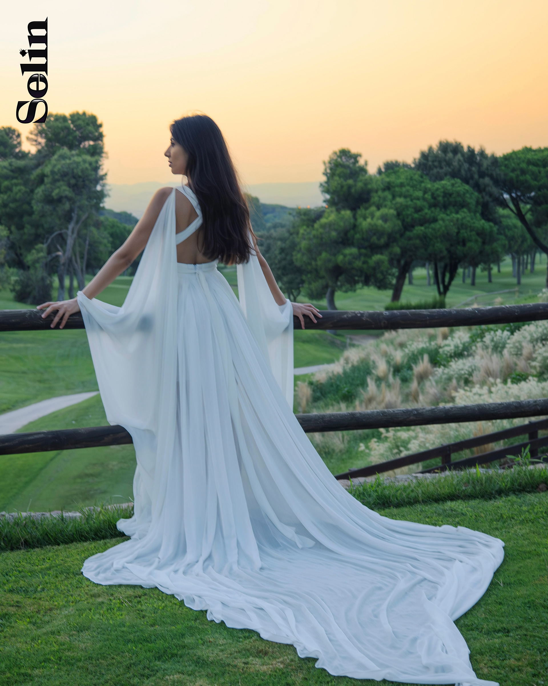 Model Oksana Pavlova in Tina Kolesnikova Withe dress