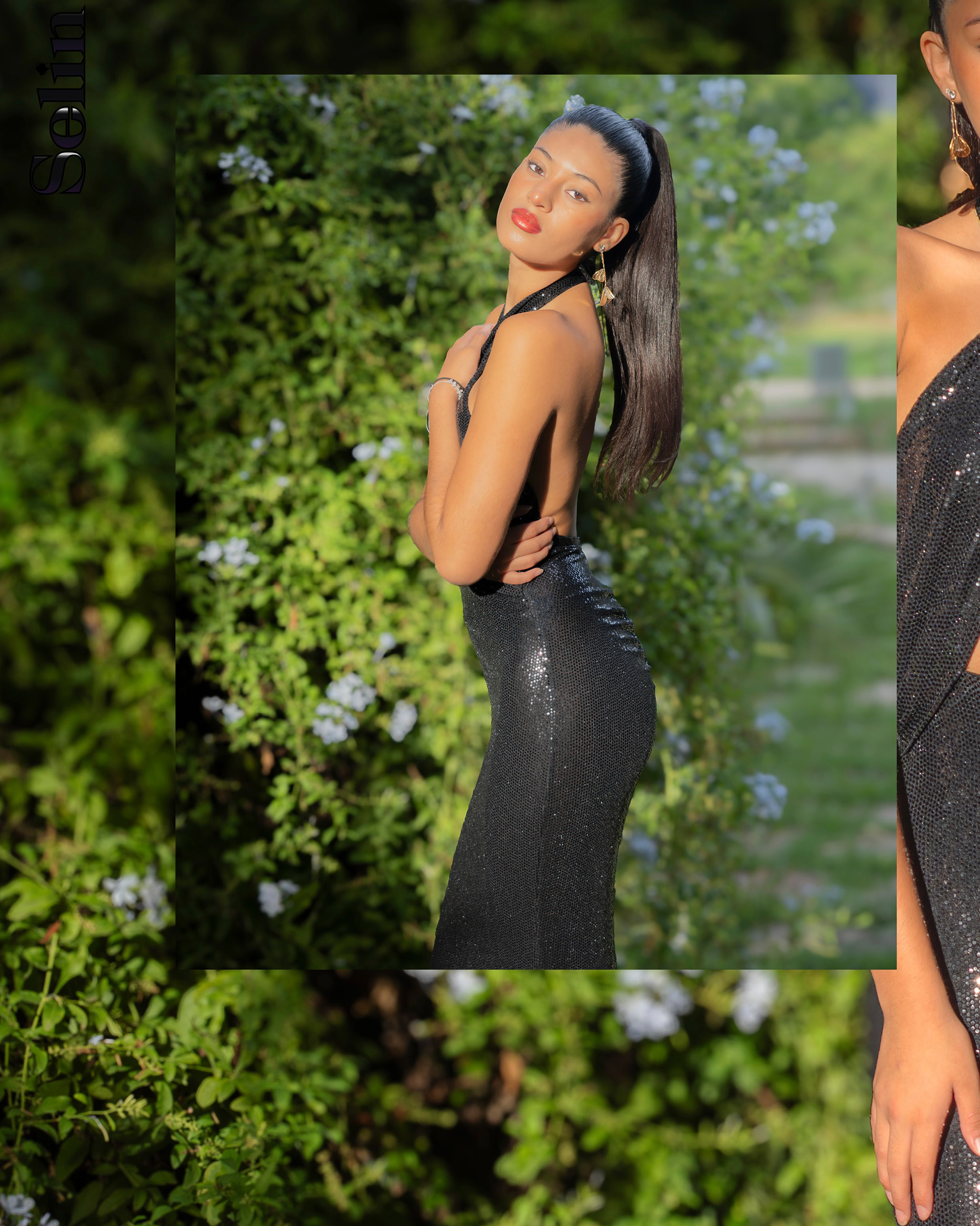 Ashley Sanchez wearing Tina Kolesnikova Balck Dress