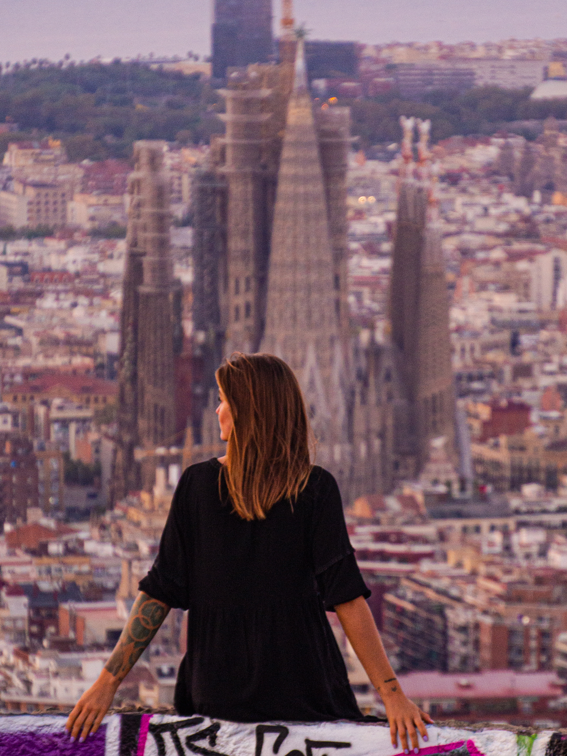 Portrait with Sagrada familia barcelona