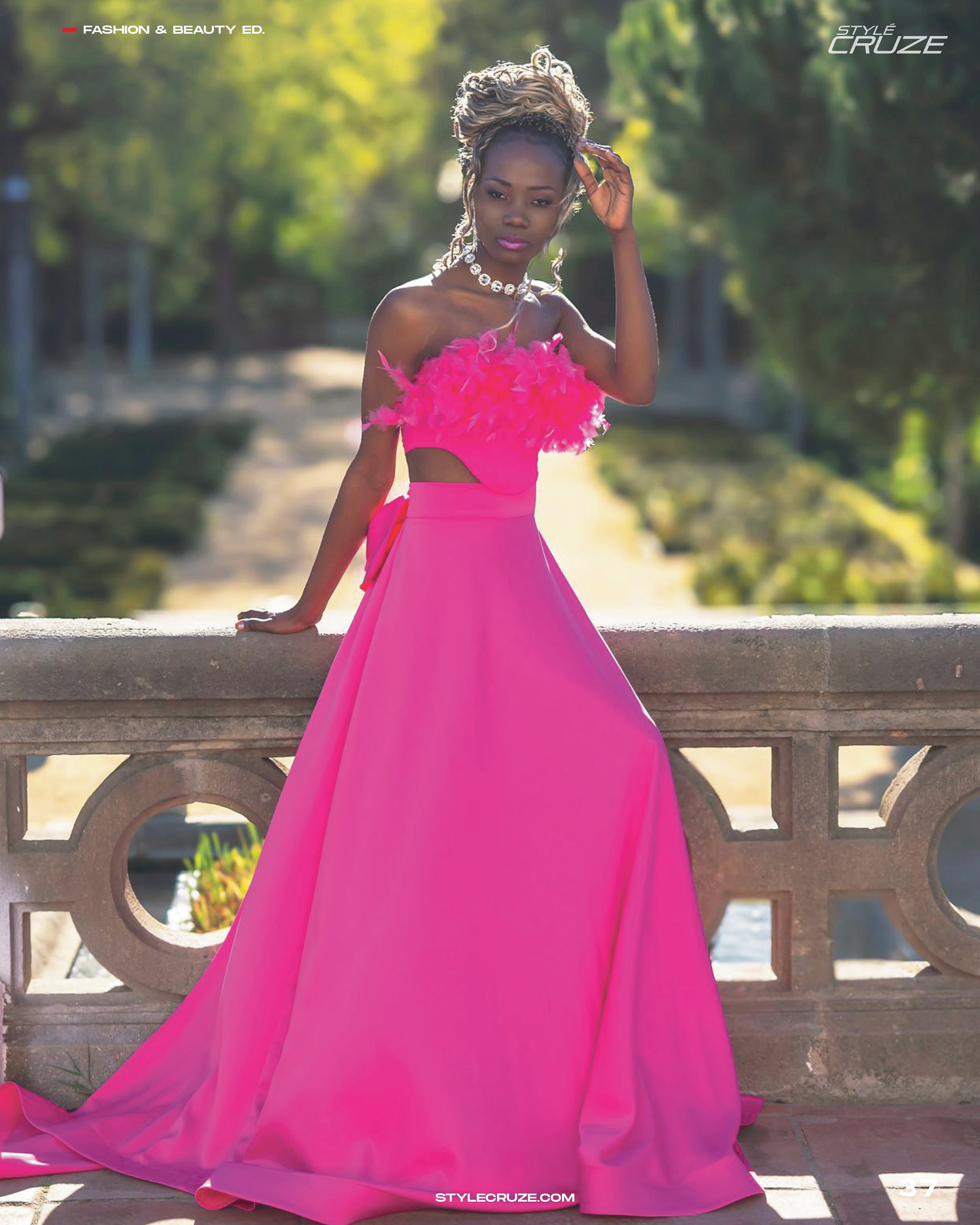 Model Nina Salvador pink dress by Tina Kolesnikova