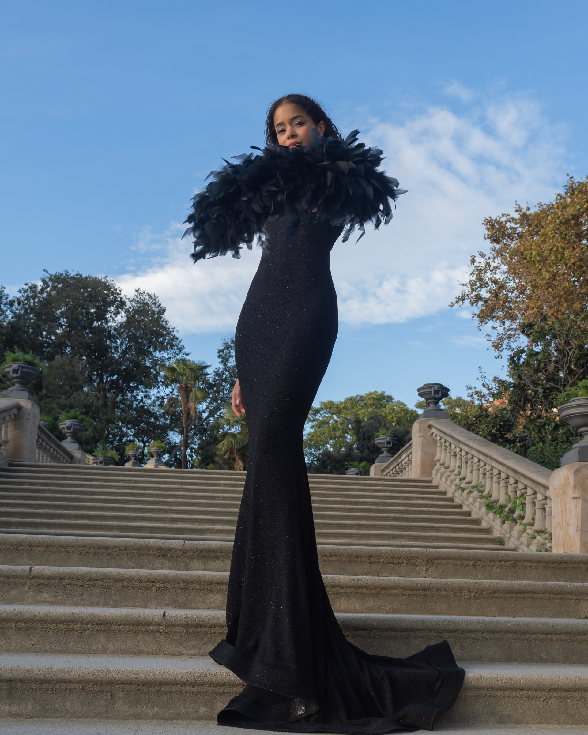 Carol Geronimo wearing black dress