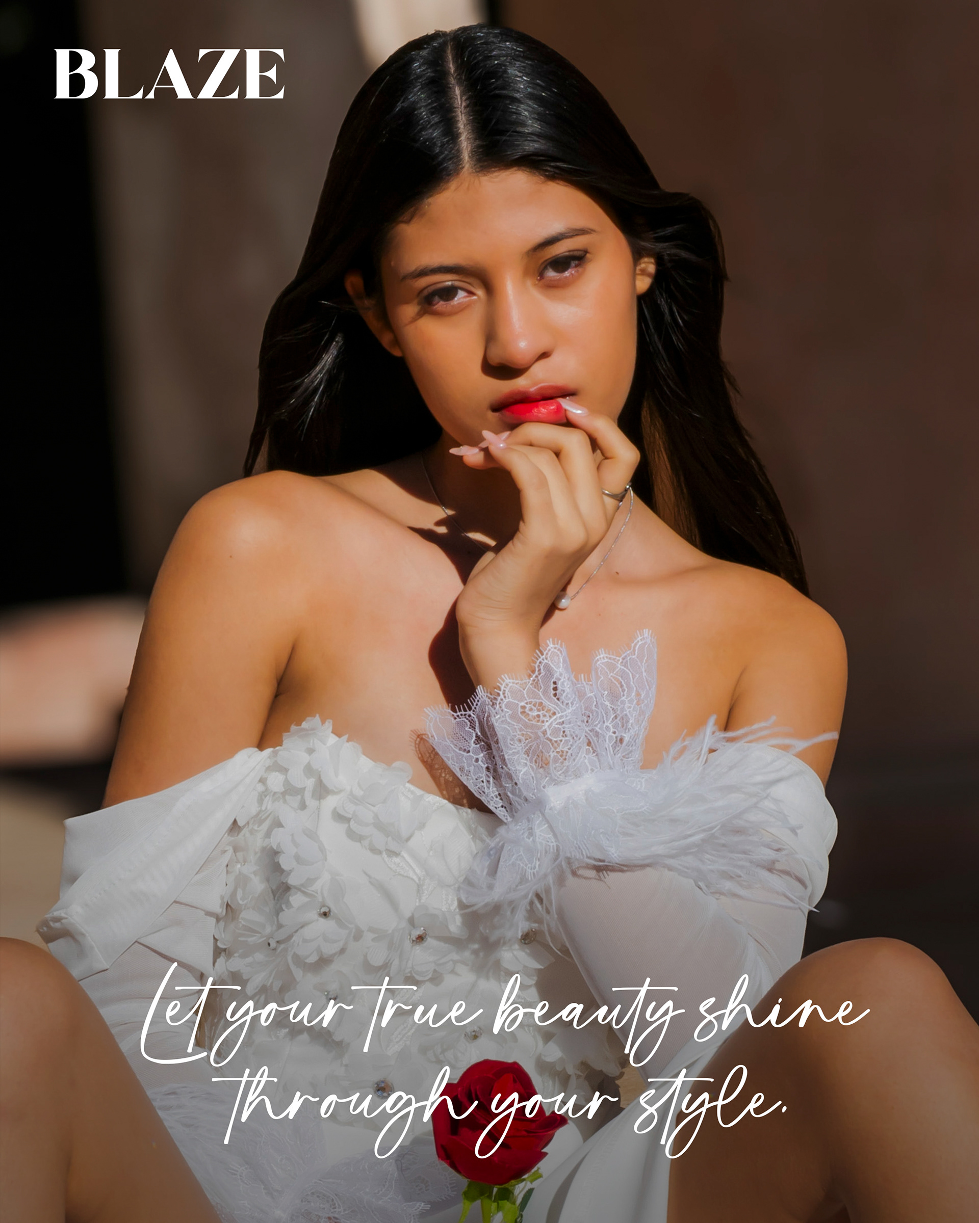 Ashley Sanchez wearing Tina Kolesnikova white dress