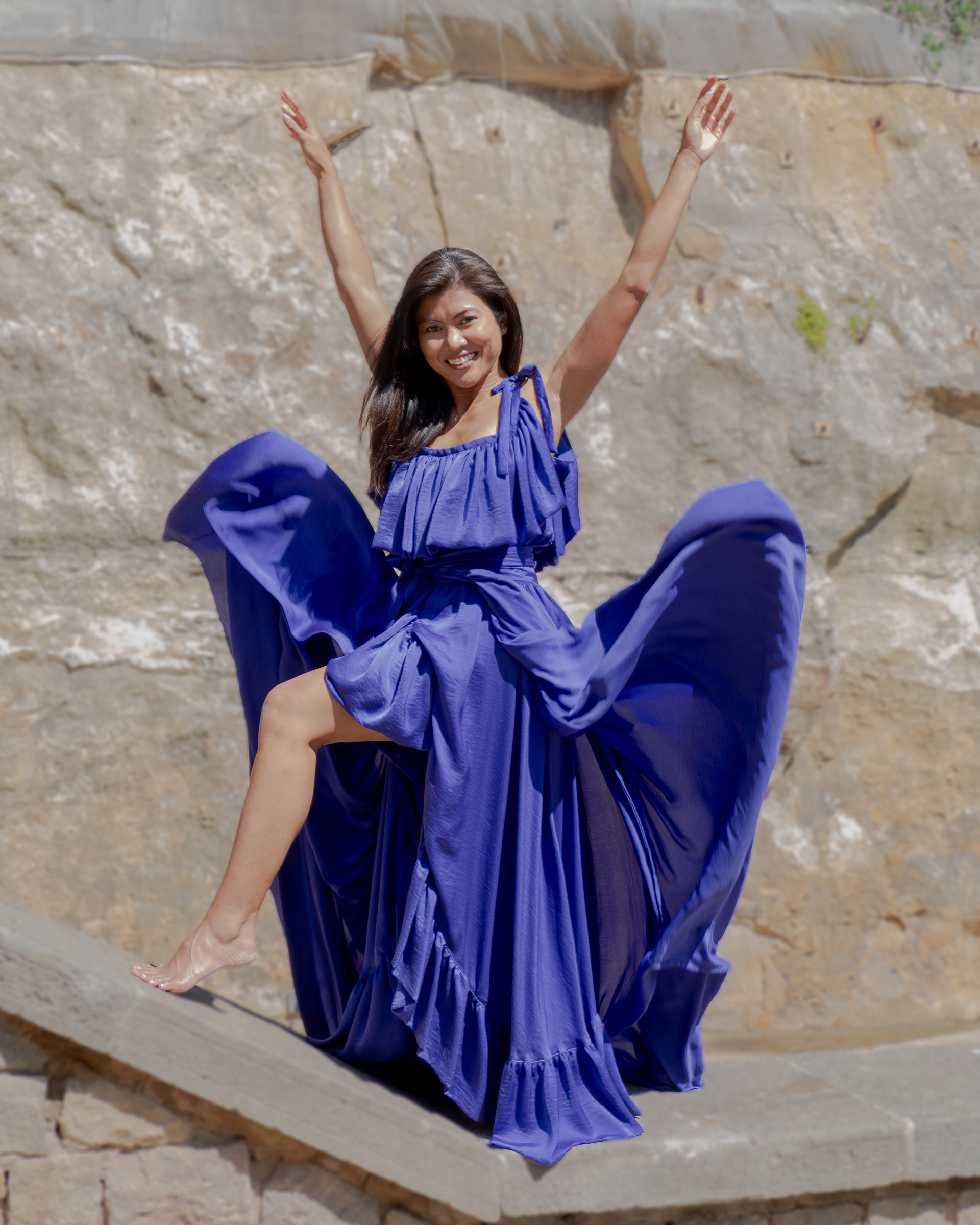 Azura Moktar wearing blue dress