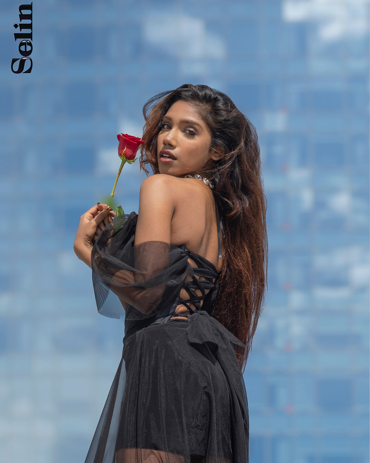 Model & Actress Anoeradha Rostam with red rose