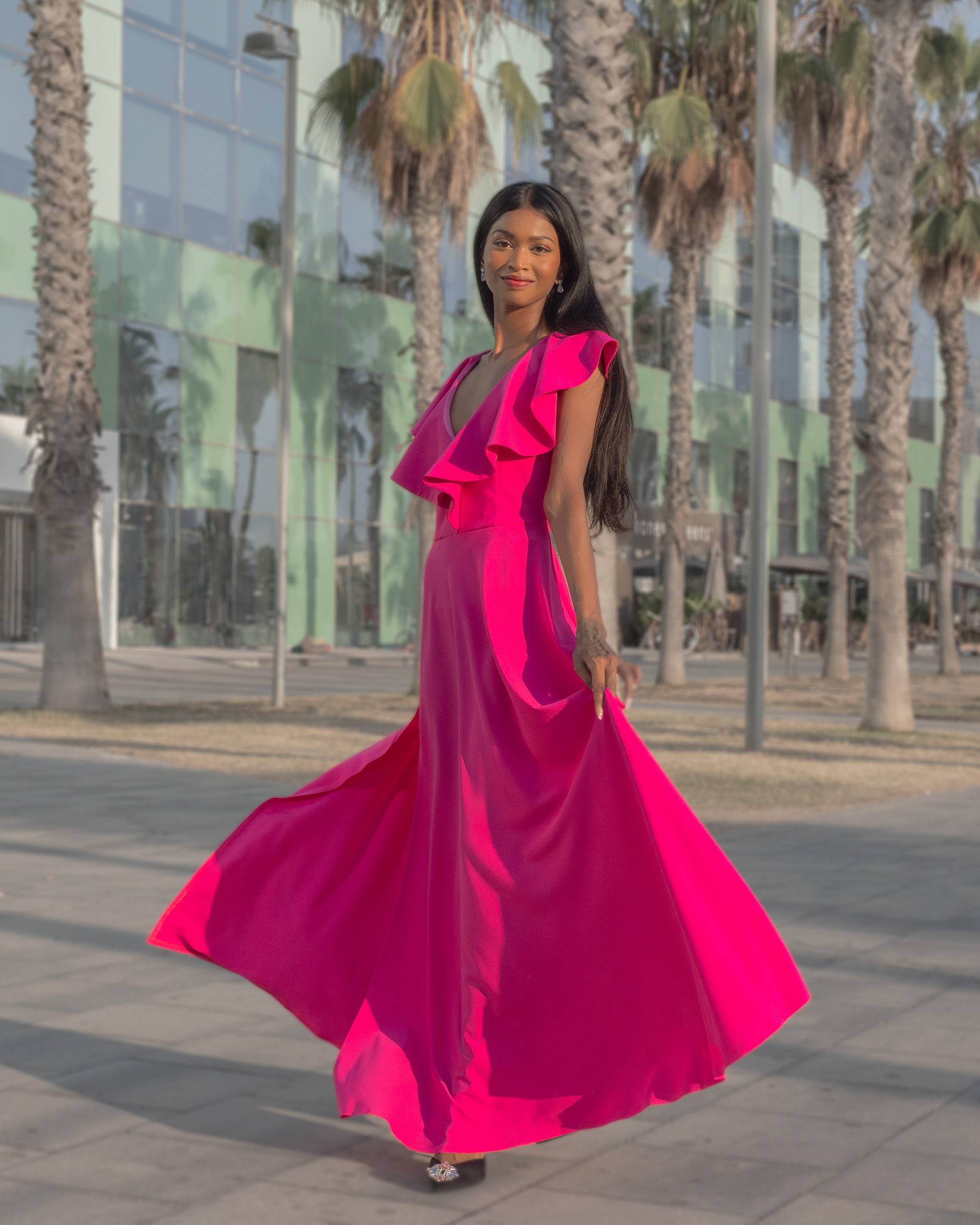 Ela Naranayian at Barceloneta beach