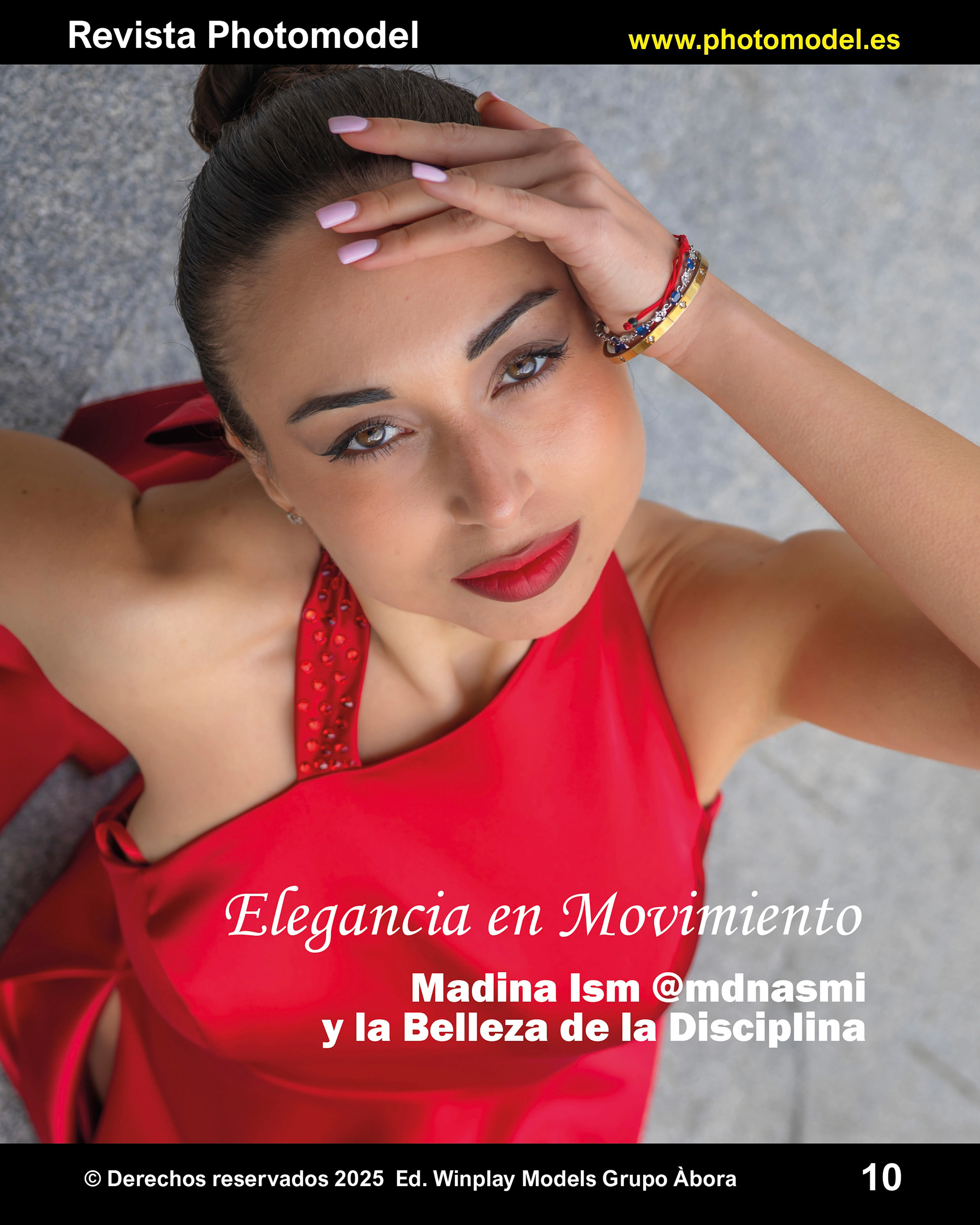 Model Madina Ism with Red dress by Tina Kolenikova Designer