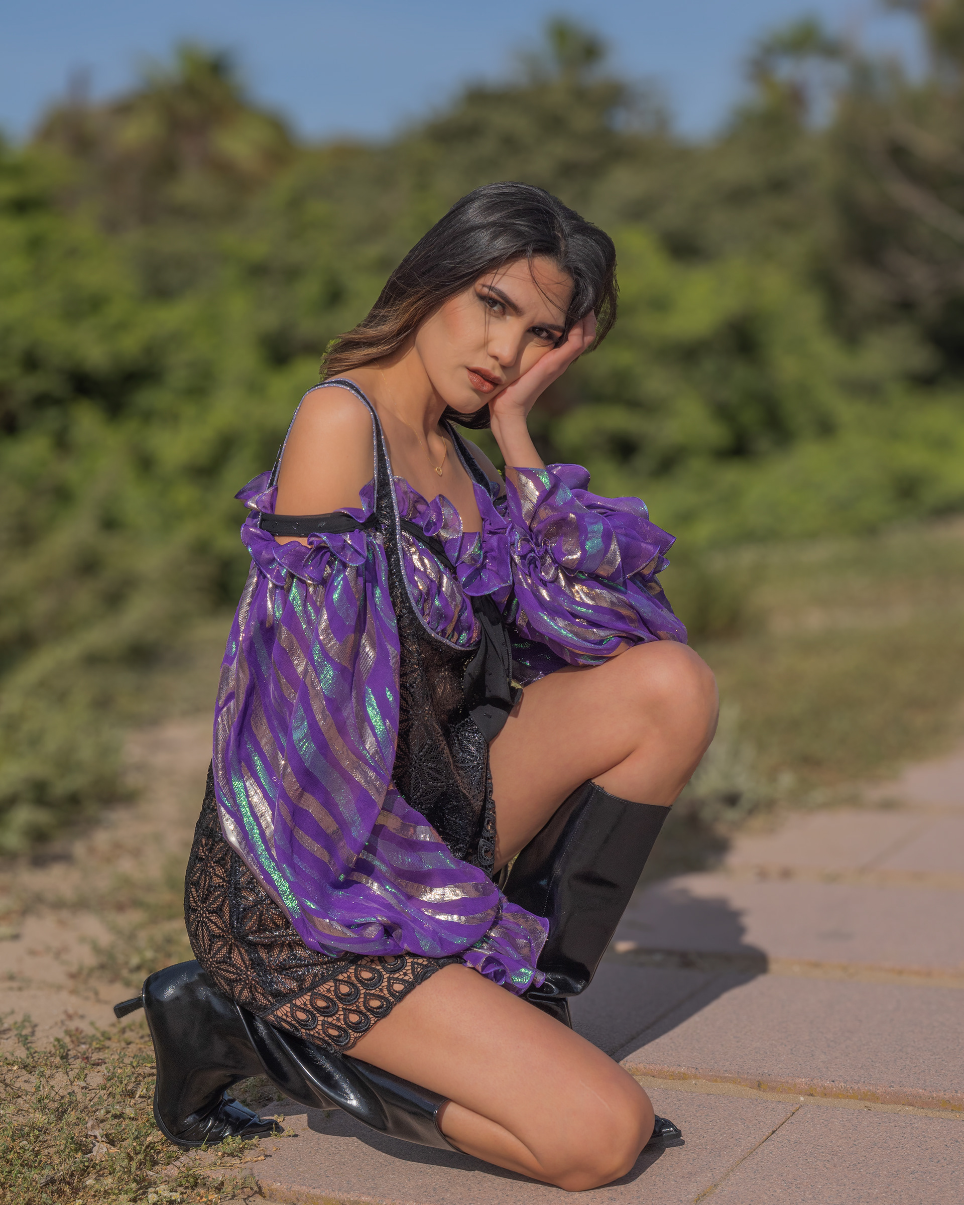 Model Paola Marin shooting in Barcelona