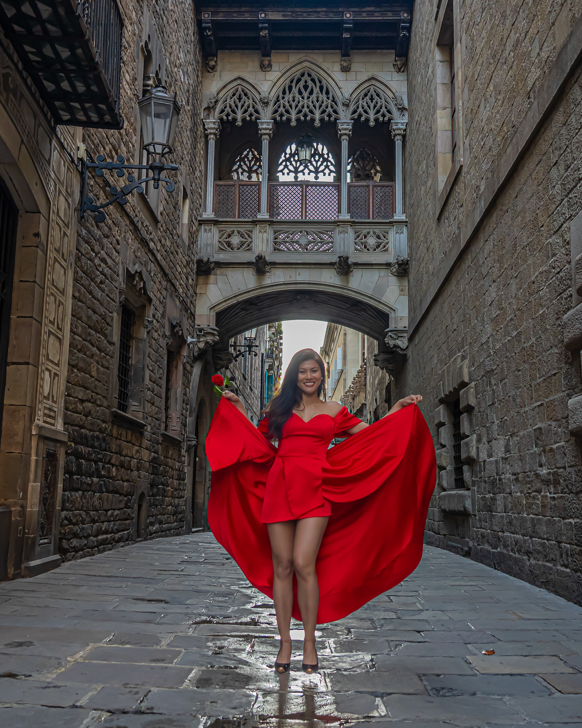 Model Azura Mokhtar in Pont del Bisbe Barcelona