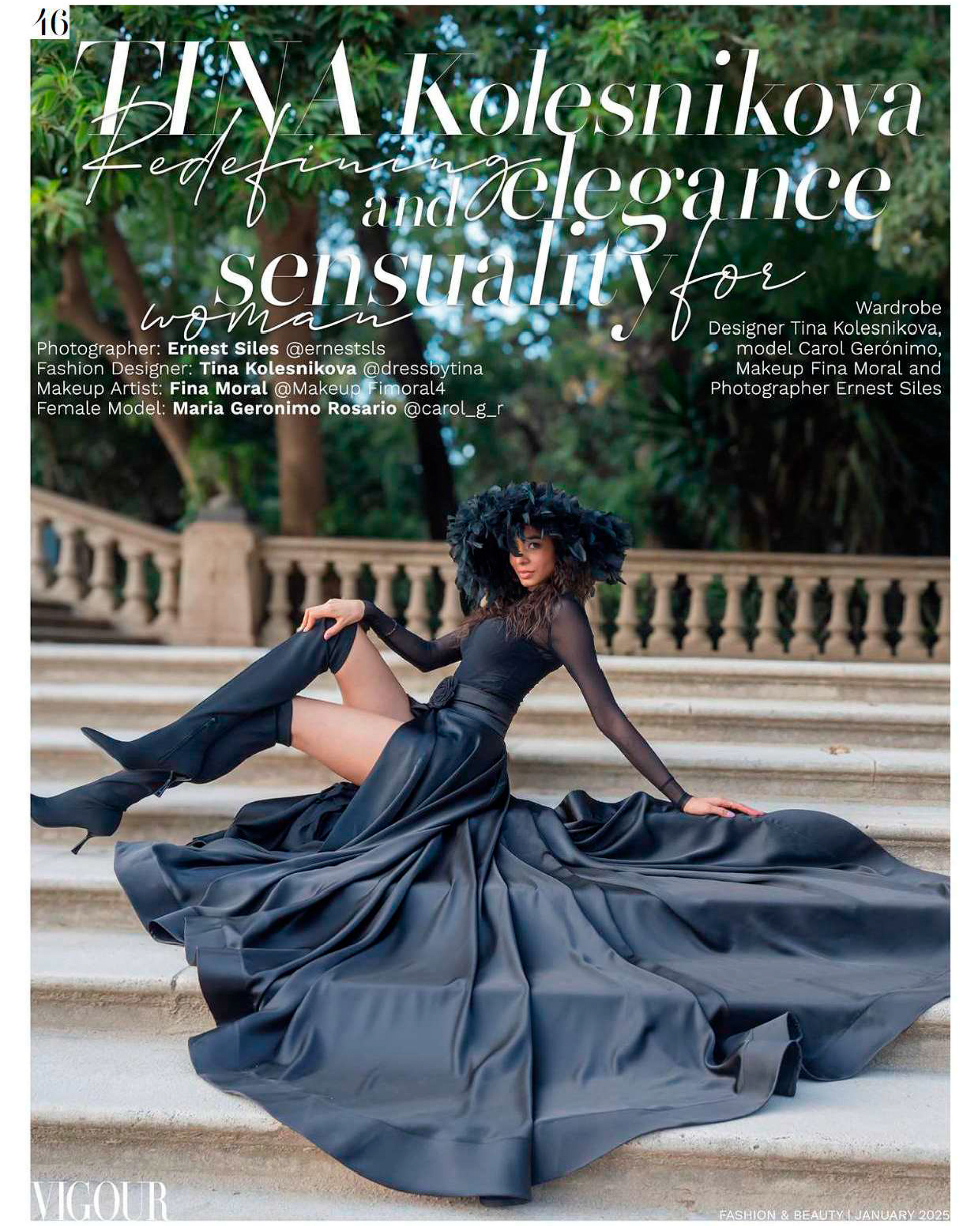 Carol Geronimo wearing Tina Kolesnikova