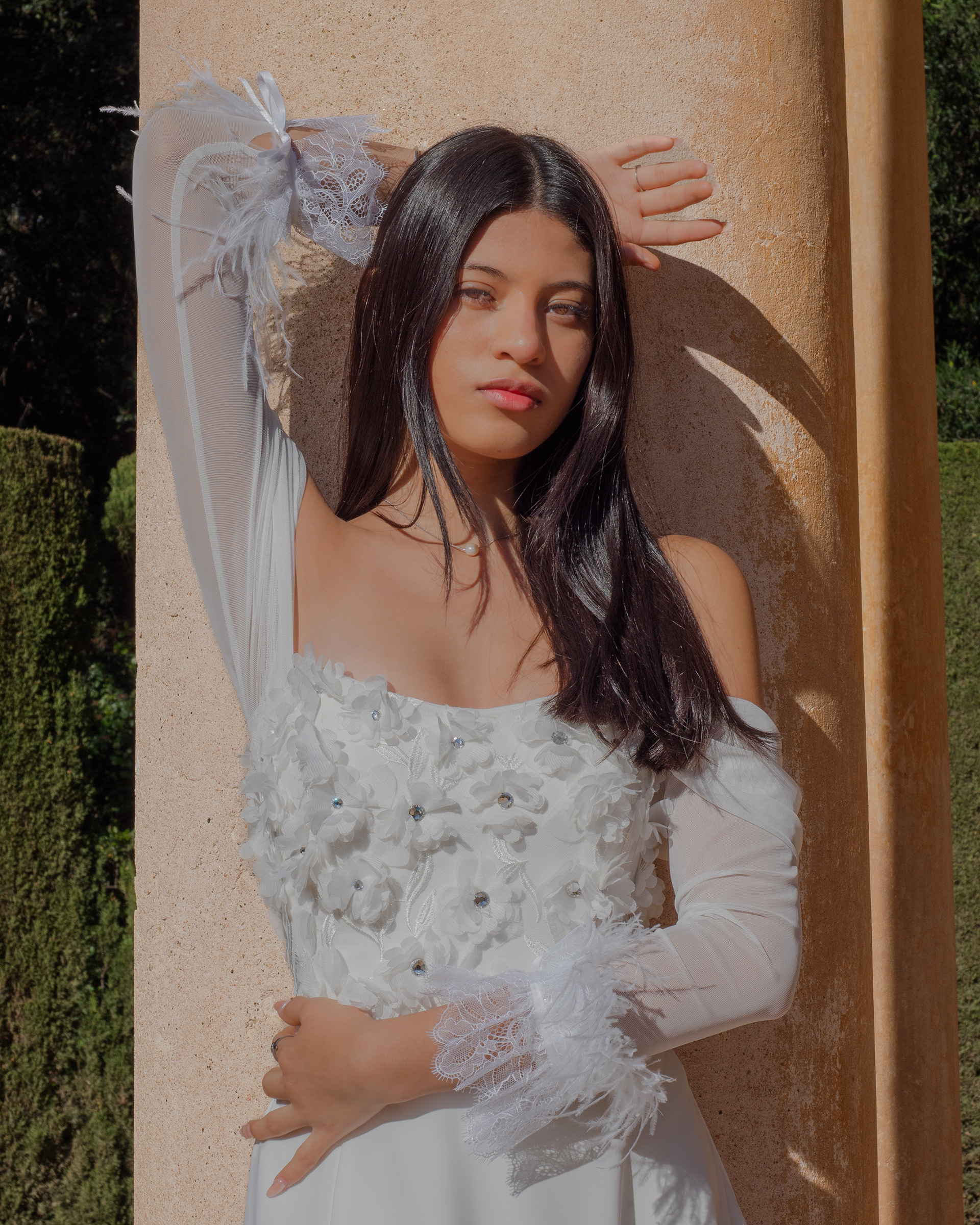 Ashley  Sanchez with white dress