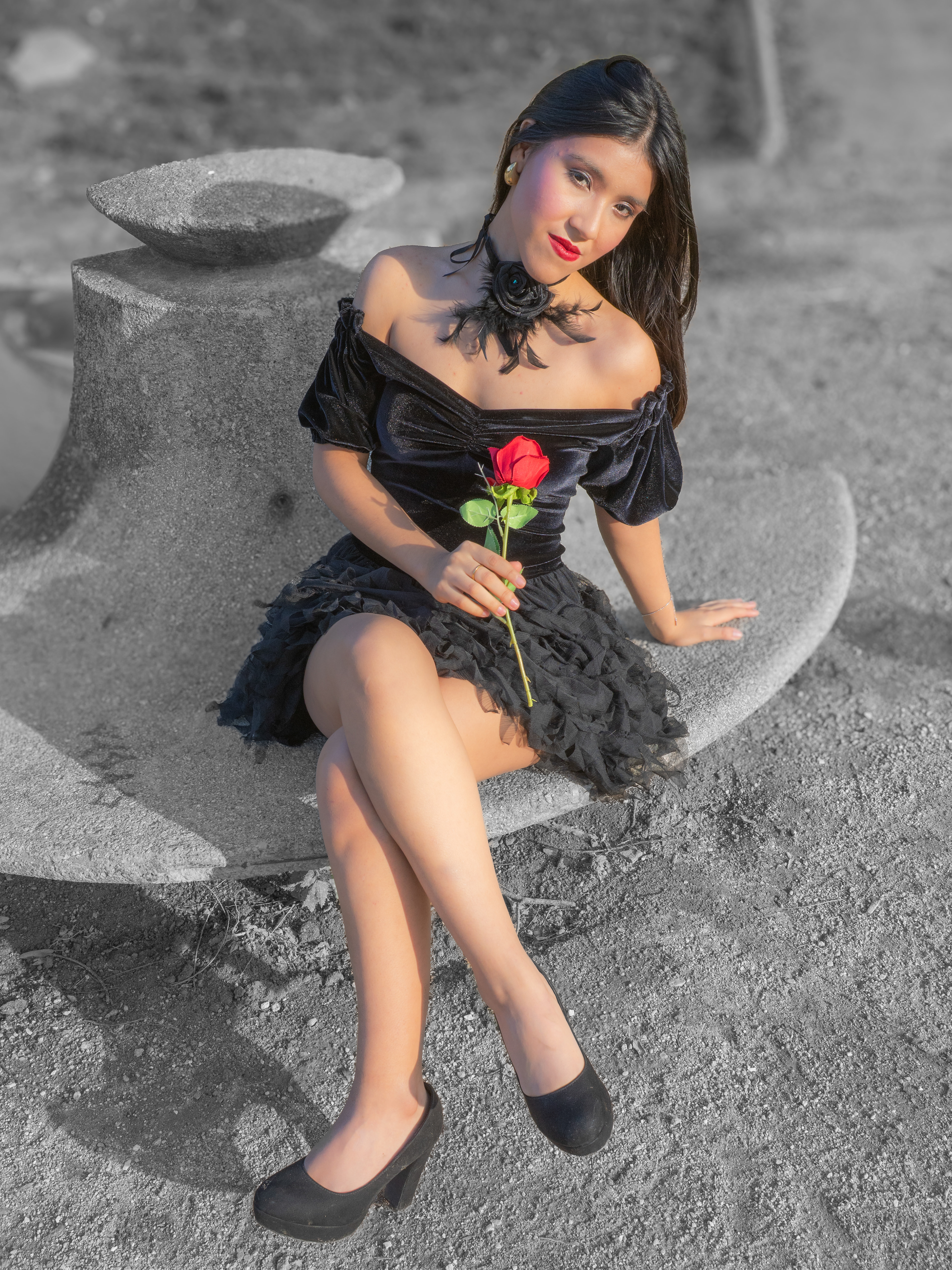 Model Ariadna Torrico wearing Tina Kolesnikova dress