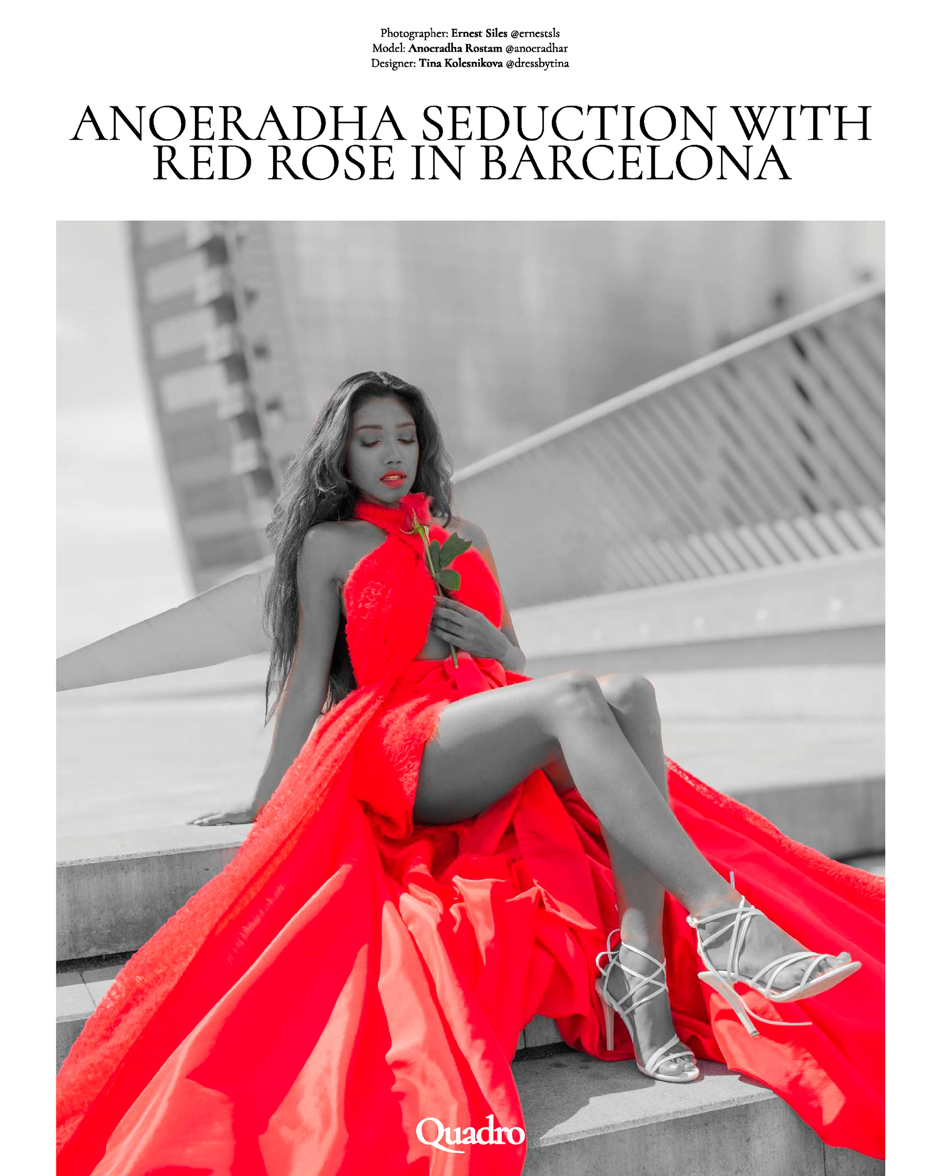 Anoeradha Rostam wearing Tina Kolesnikova red dres