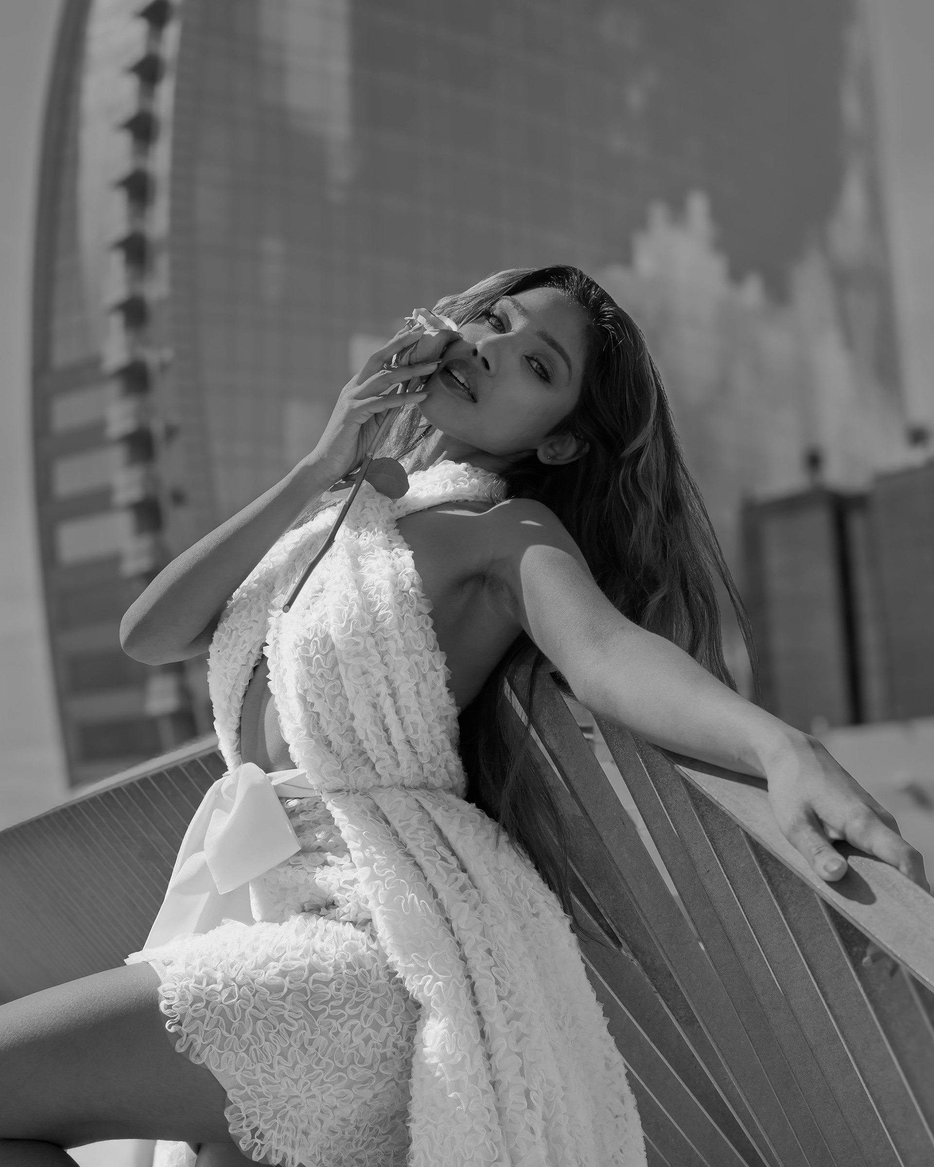 Model Anoeradha black & white photo by fashion photographer Ernest Siles