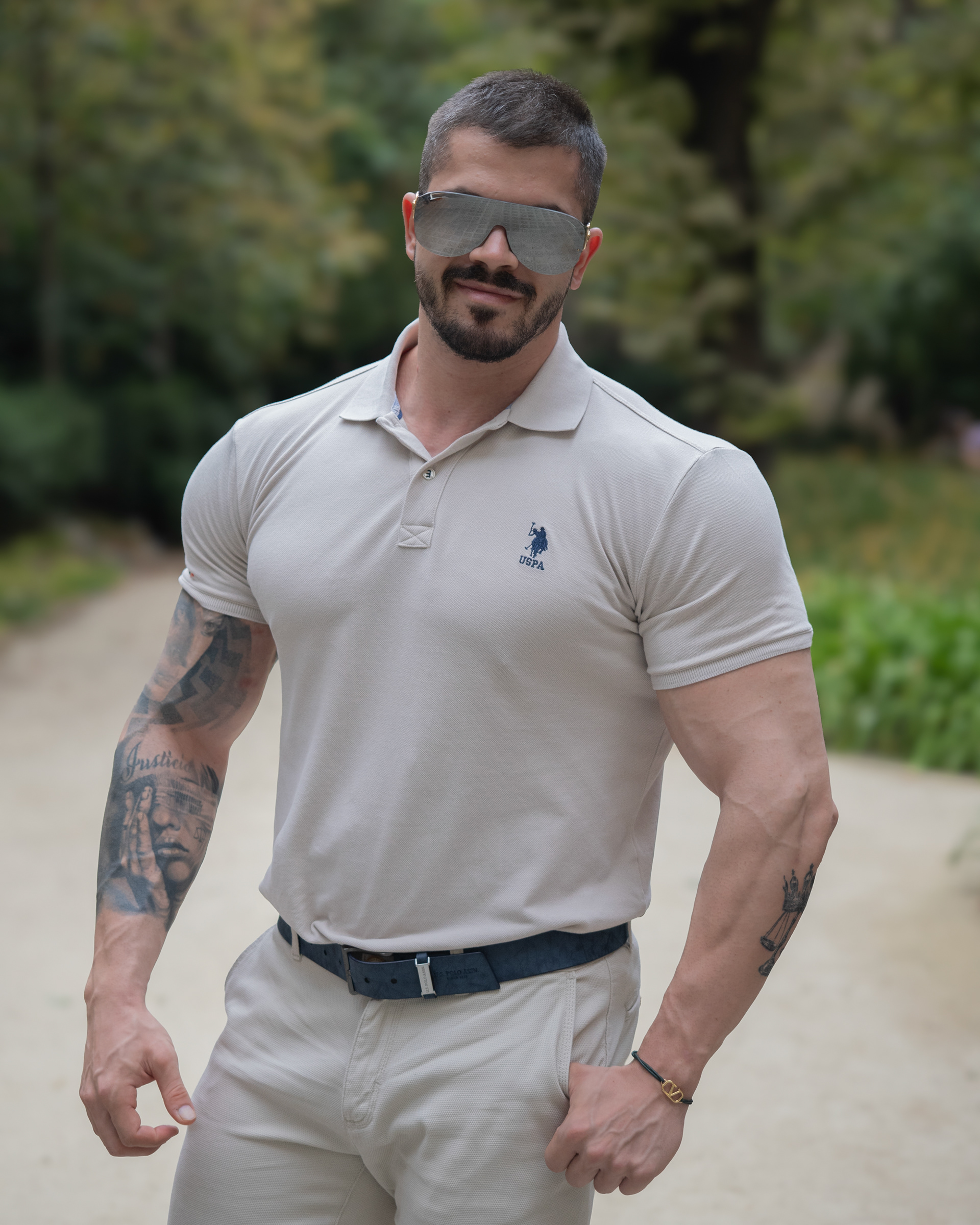 Hassan wearing casual dress