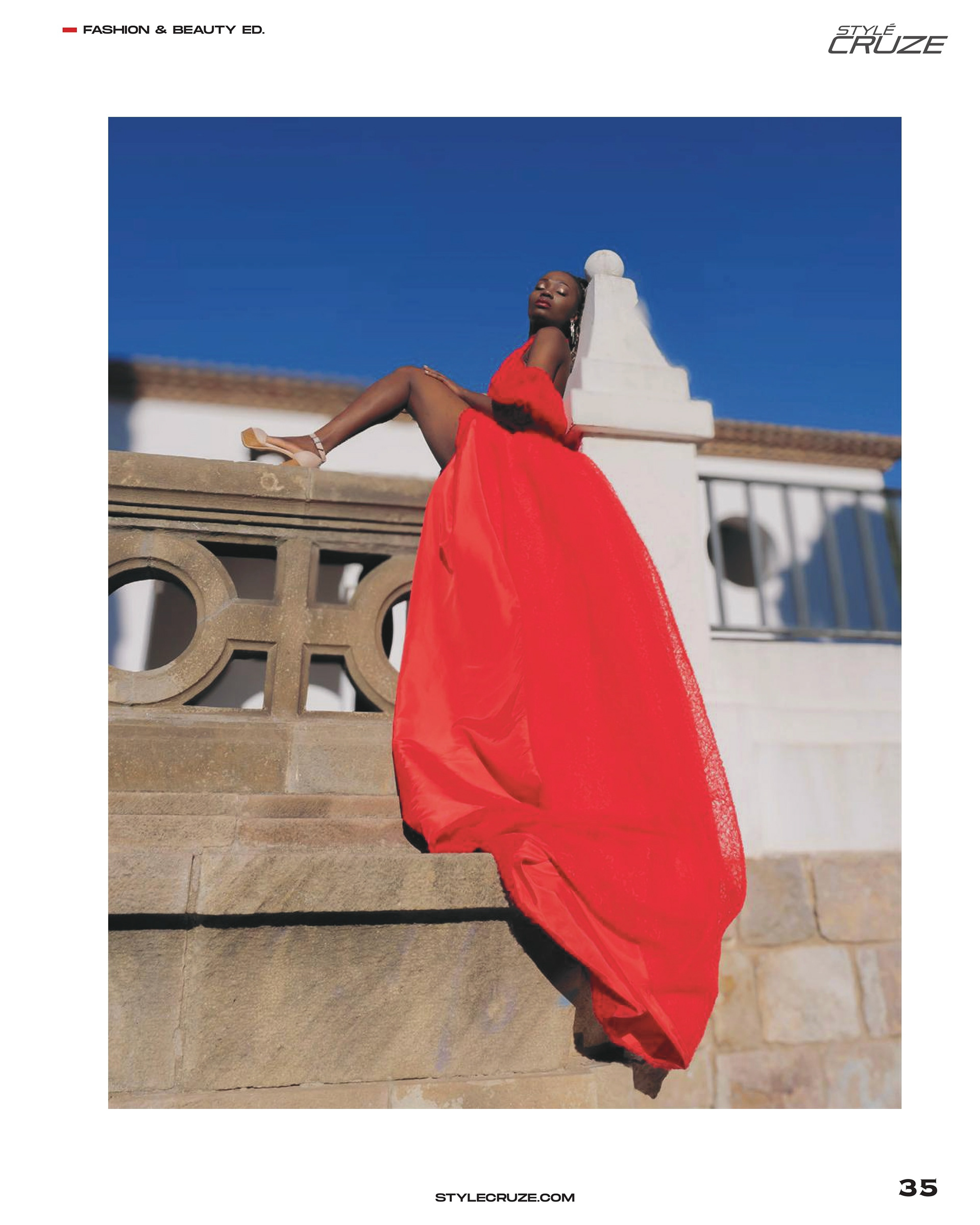 Model Nina Salvador red dress by barcelona Photographer Ernest Siles