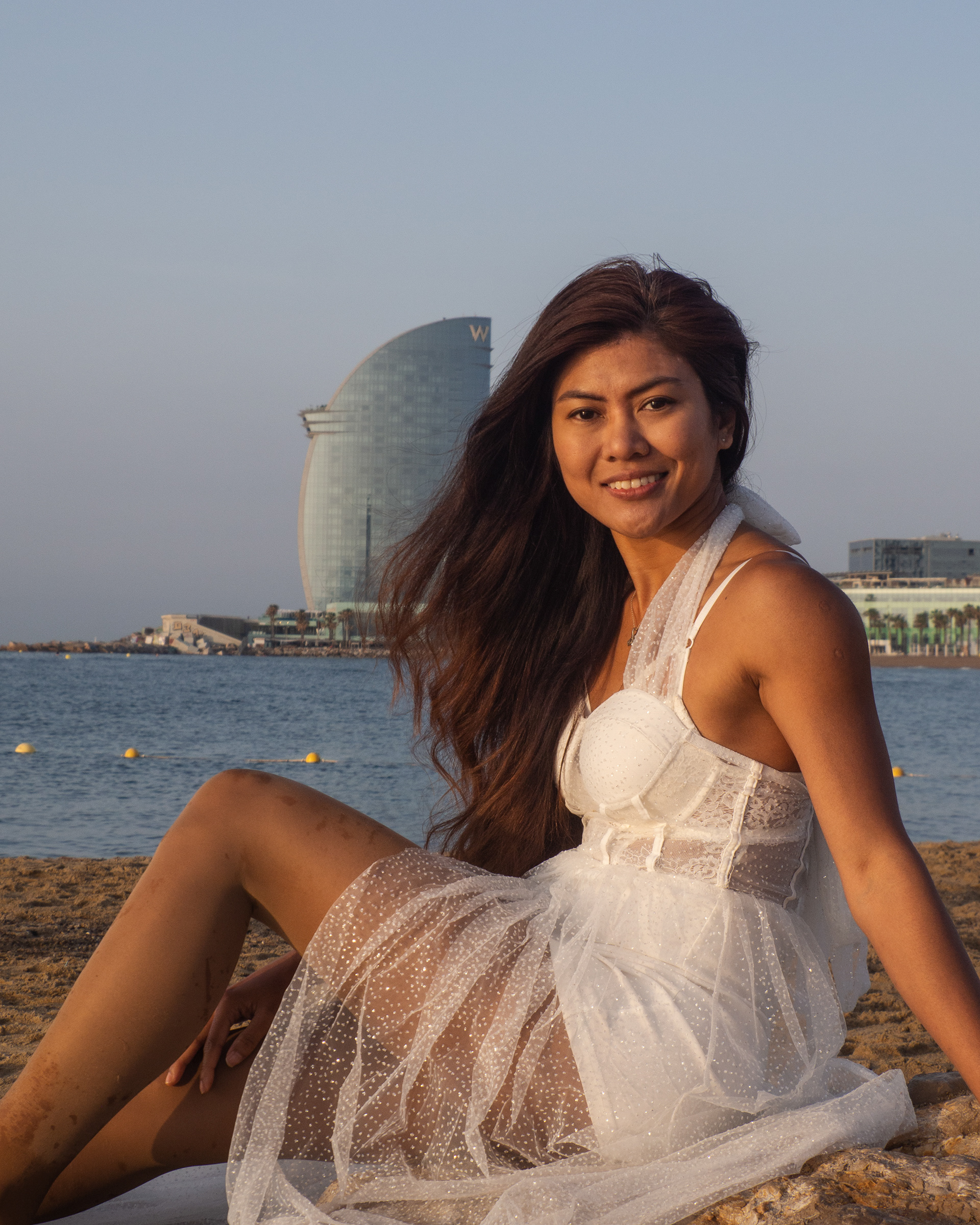 Azura Moktar at Barceloneta Beach