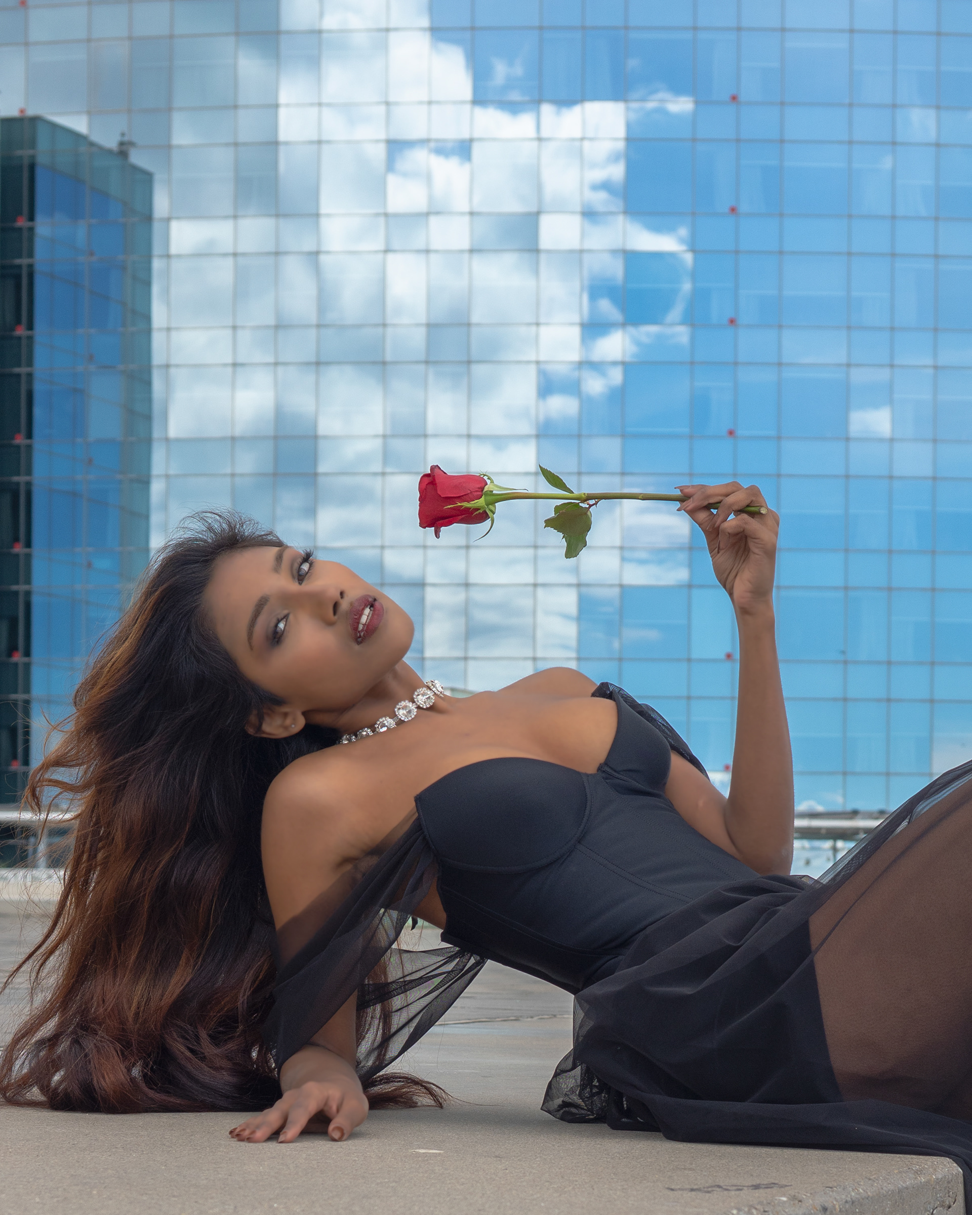 Model Anoeradha Rosatam with red rose