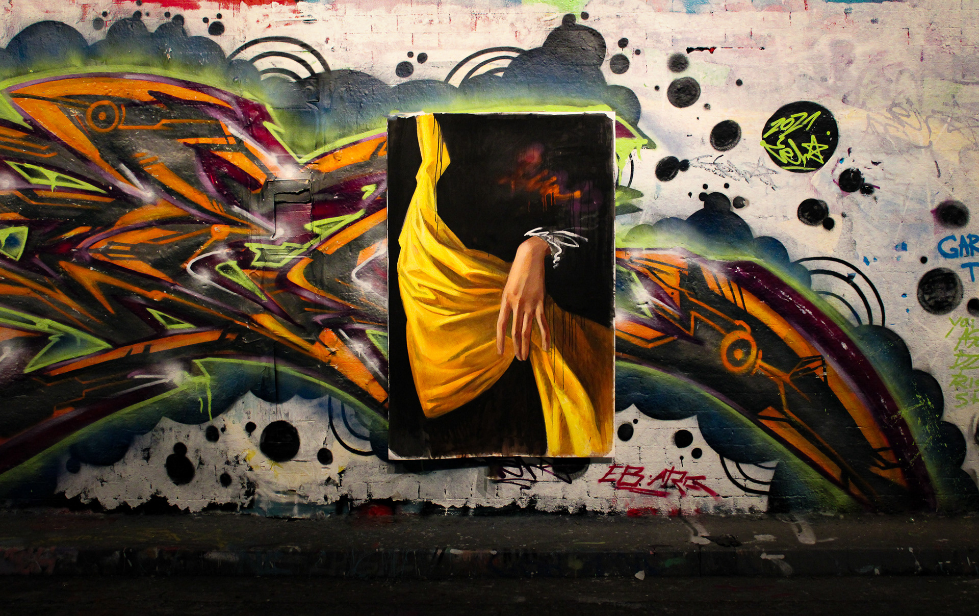 Collaboration with London street artist Laststandcell, Banksy tunnel, 2021