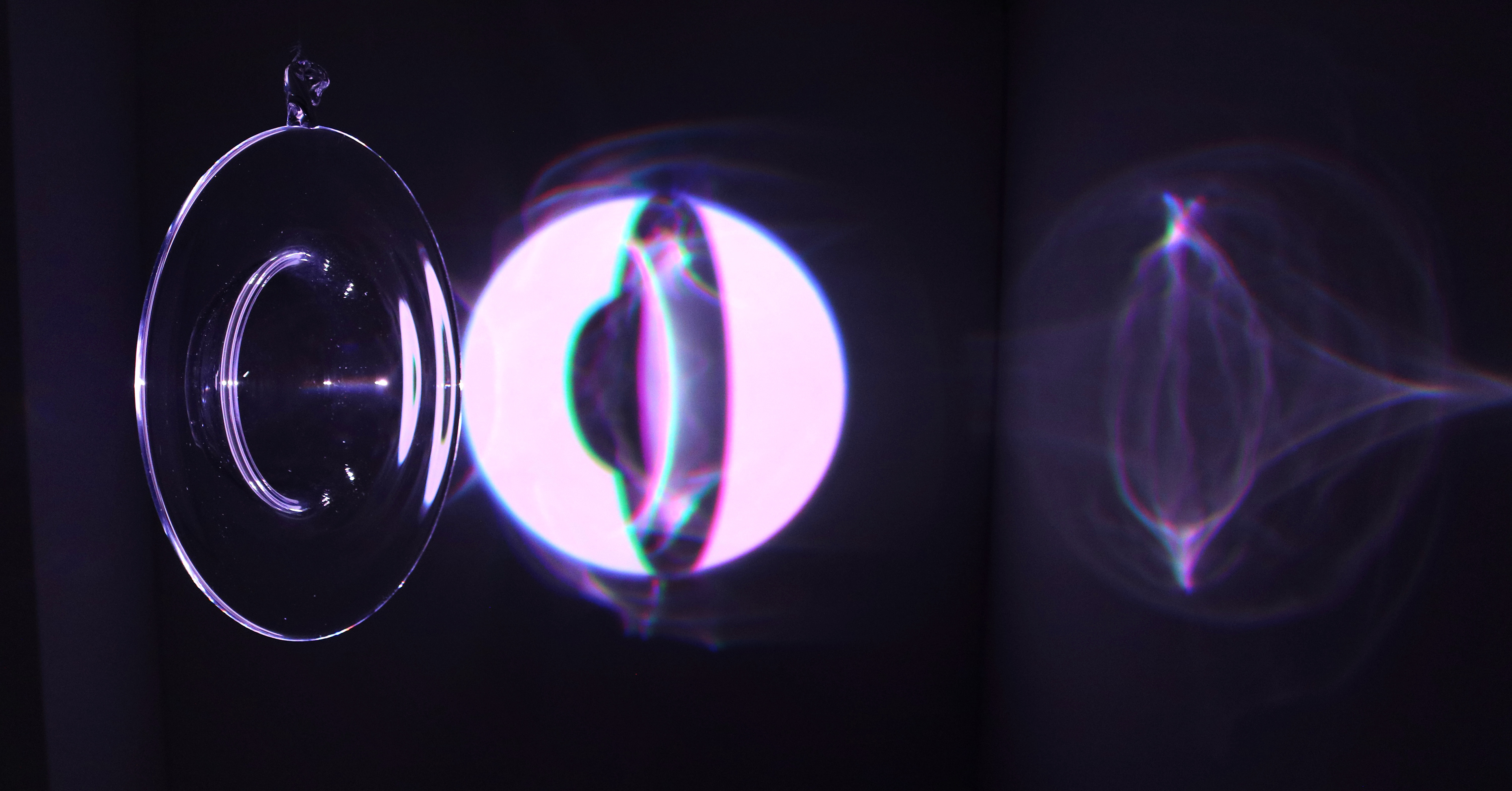 Cyclical Halo with Hand Blown Refractor in the foreground, Partial Eclipse with refractions