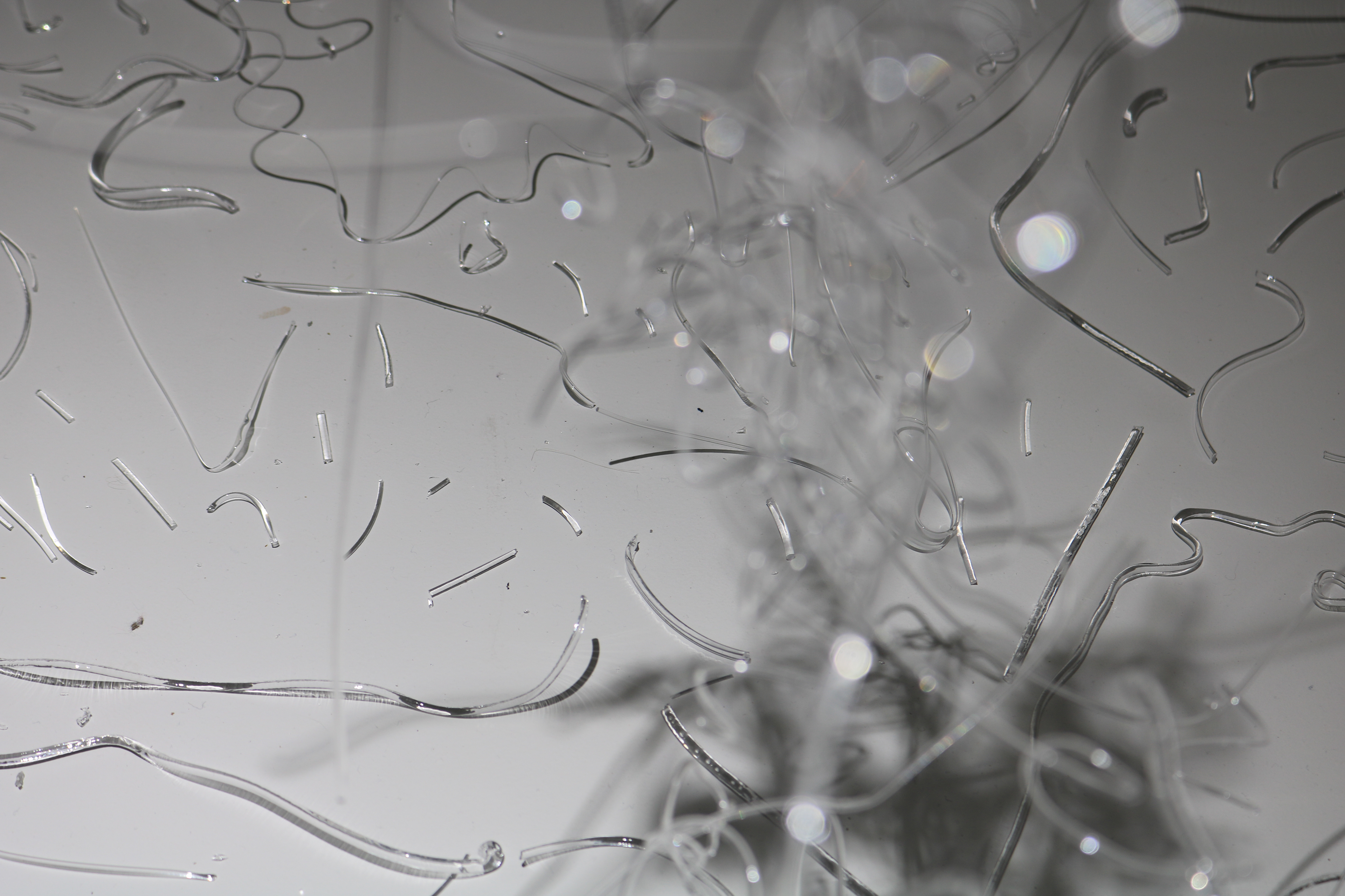 Macro image of the glass lattice, behind the dispersed fallout