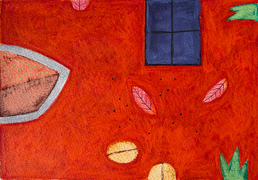 'Composition with Beans' Water based media on Arches 300gsm paper, 210mm x 150mm