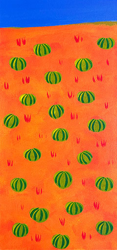 'Pumpkins in Orange Field' Acrylic on Canvas, 760mm x 355mm 2024