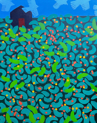 "In My Shed' 1000mm x 760mm Acrylic on Canvas 2023