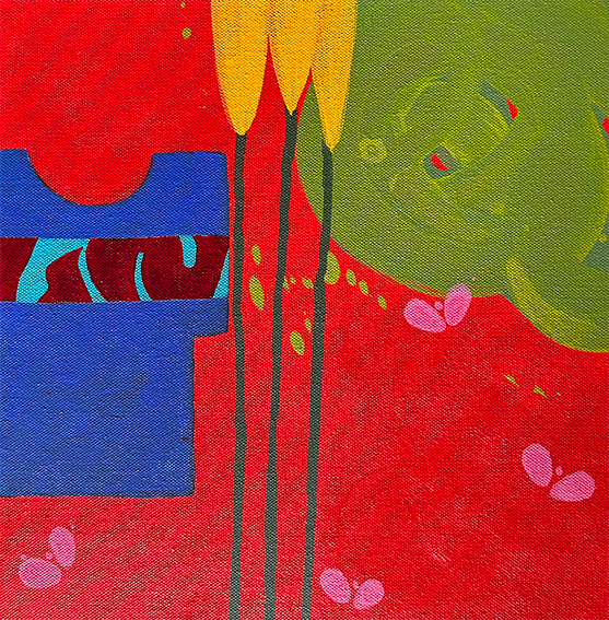 Composition with Blue Shirt and Green Cloud, 300mm x 300mm, Acrylic on Canvas